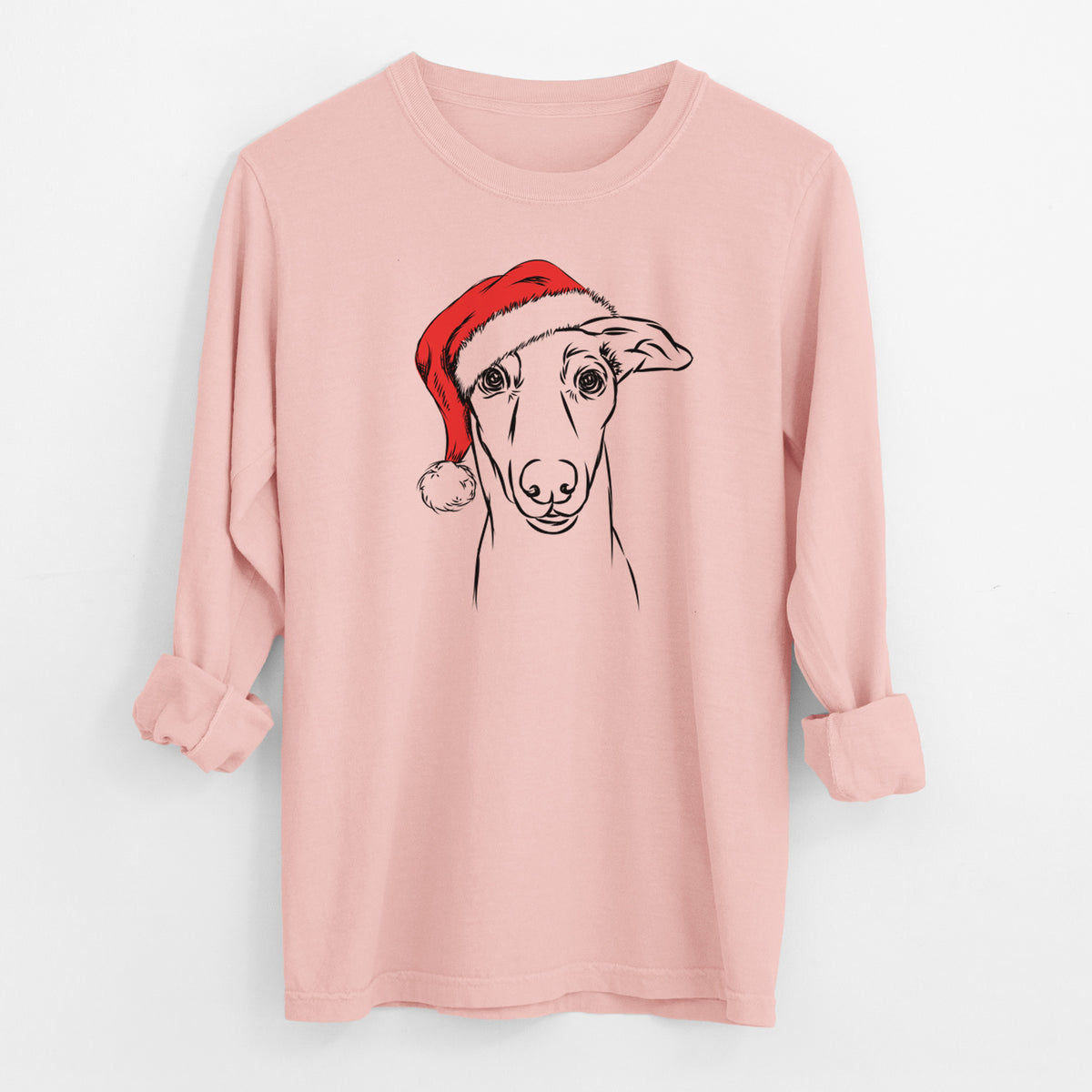 Santa Diva the Greyhound - Men's Heavyweight 100% Cotton Long Sleeve