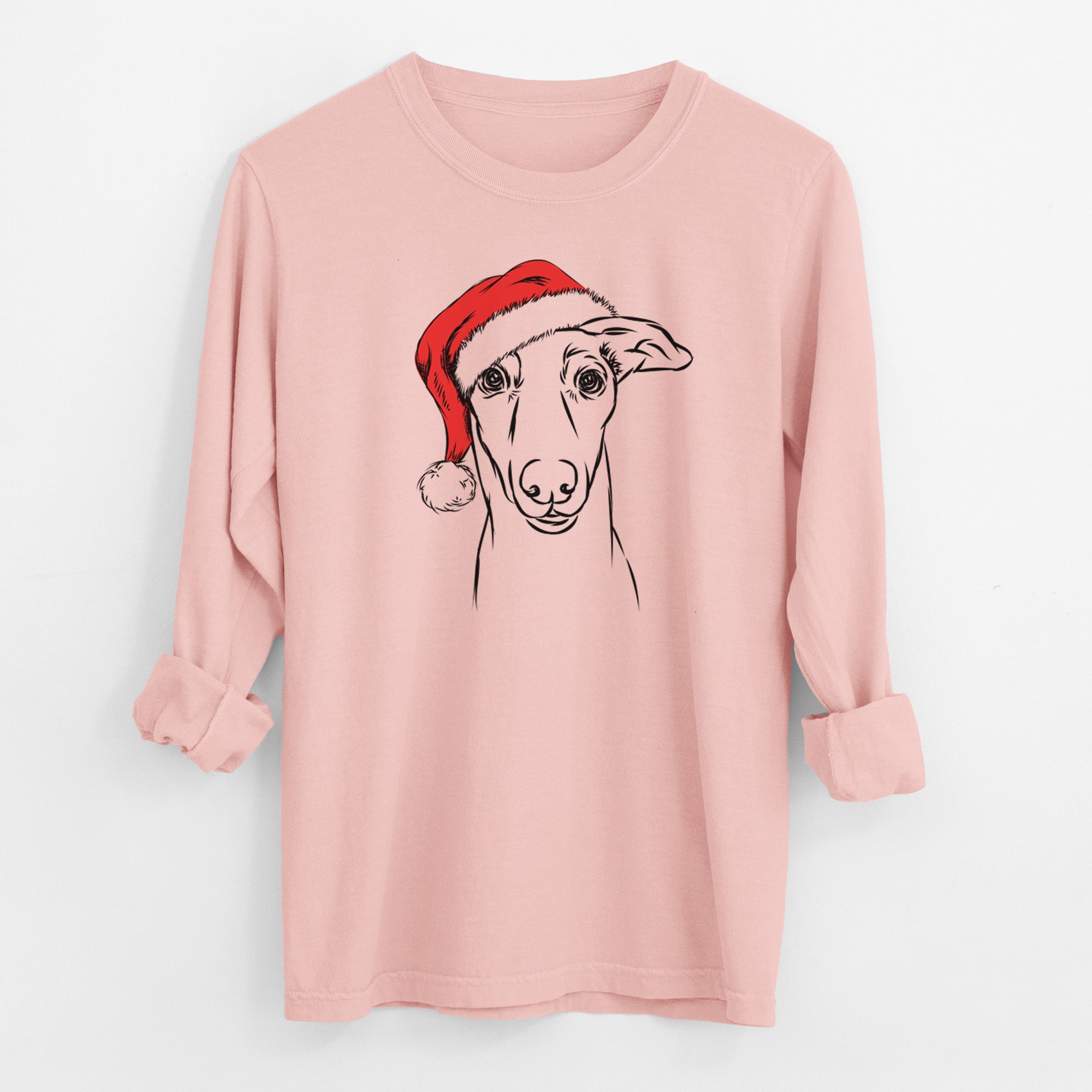 Santa Diva the Greyhound - Men's Heavyweight 100% Cotton Long Sleeve