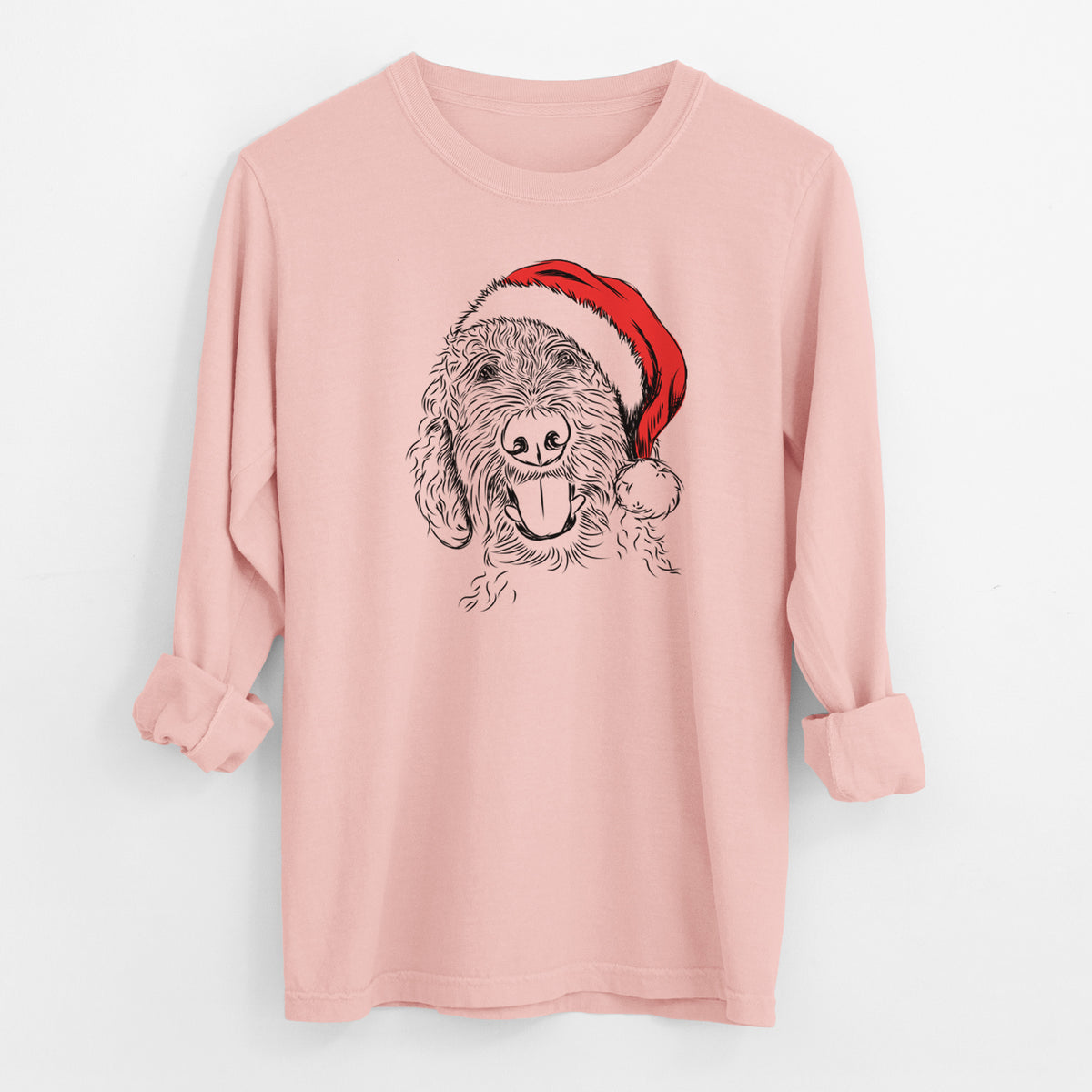 Santa Dixie the Doodle - Men's Heavyweight 100% Cotton Long Sleeve