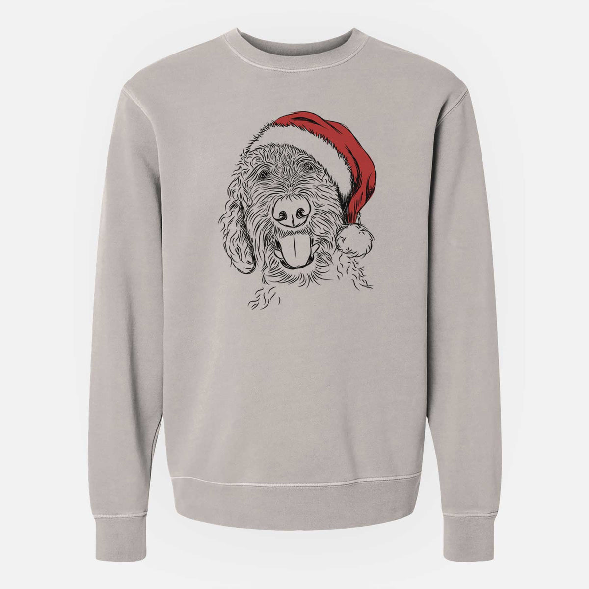 Santa Dixie the Doodle - Unisex Pigment Dyed Crew Sweatshirt