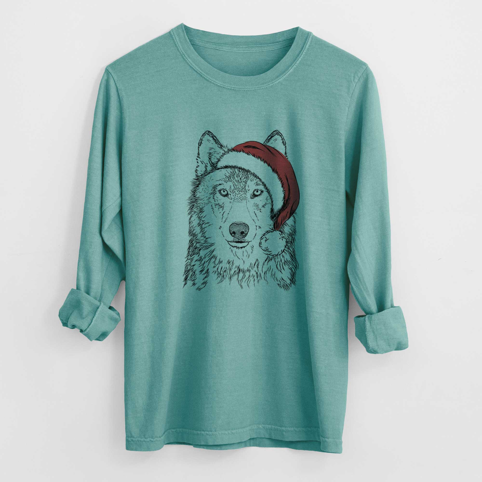 Santa Django the Grey Wolf - Men's Heavyweight 100% Cotton Long Sleeve