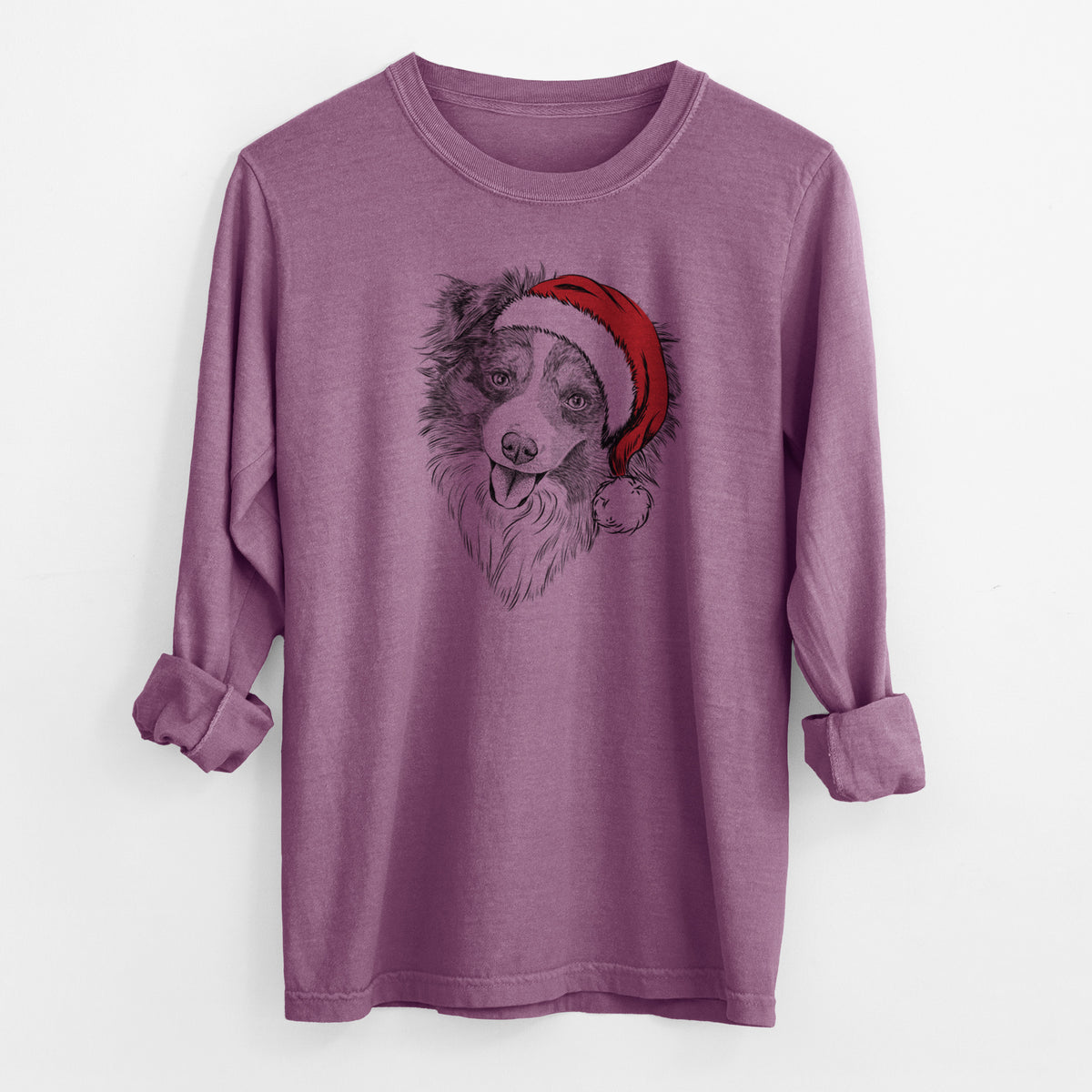 Santa Doc the Mini Aussie - Men's Heavyweight 100% Cotton Long Sleeve