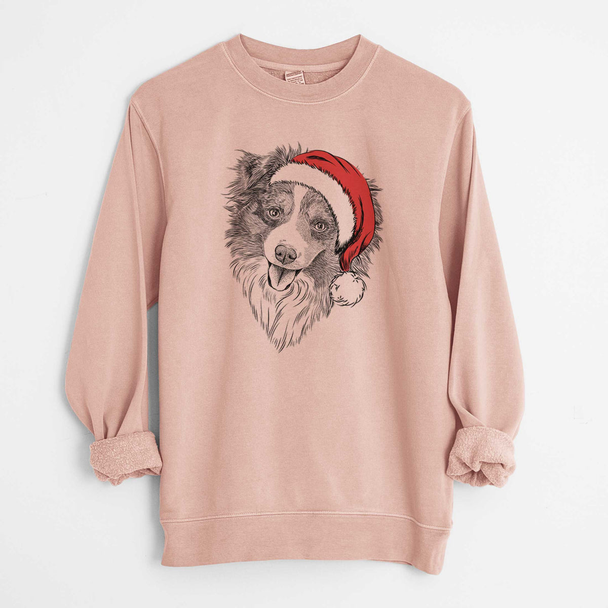 Santa Doc the Mini Aussie - Unisex Pigment Dyed Crew Sweatshirt