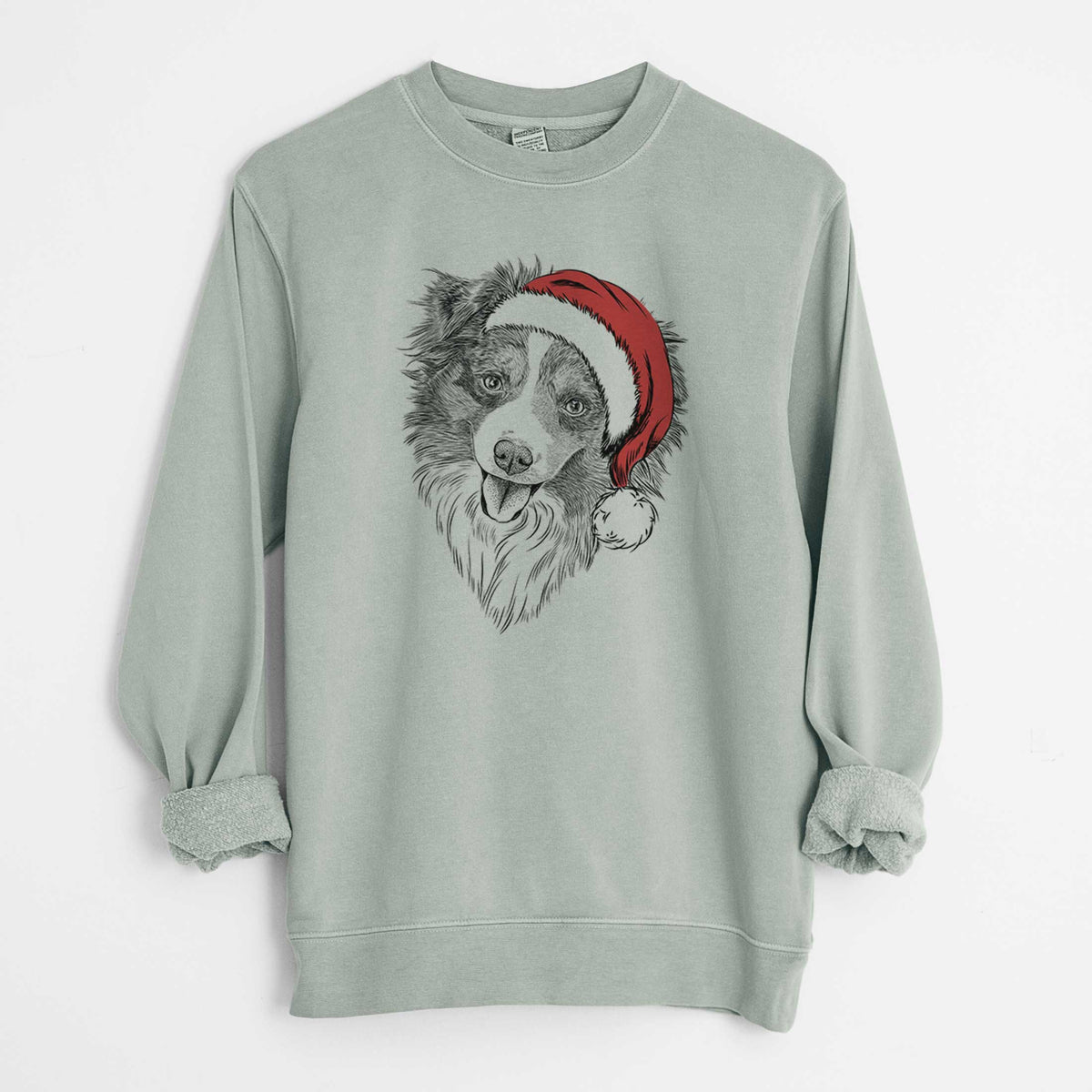 Santa Doc the Mini Aussie - Unisex Pigment Dyed Crew Sweatshirt