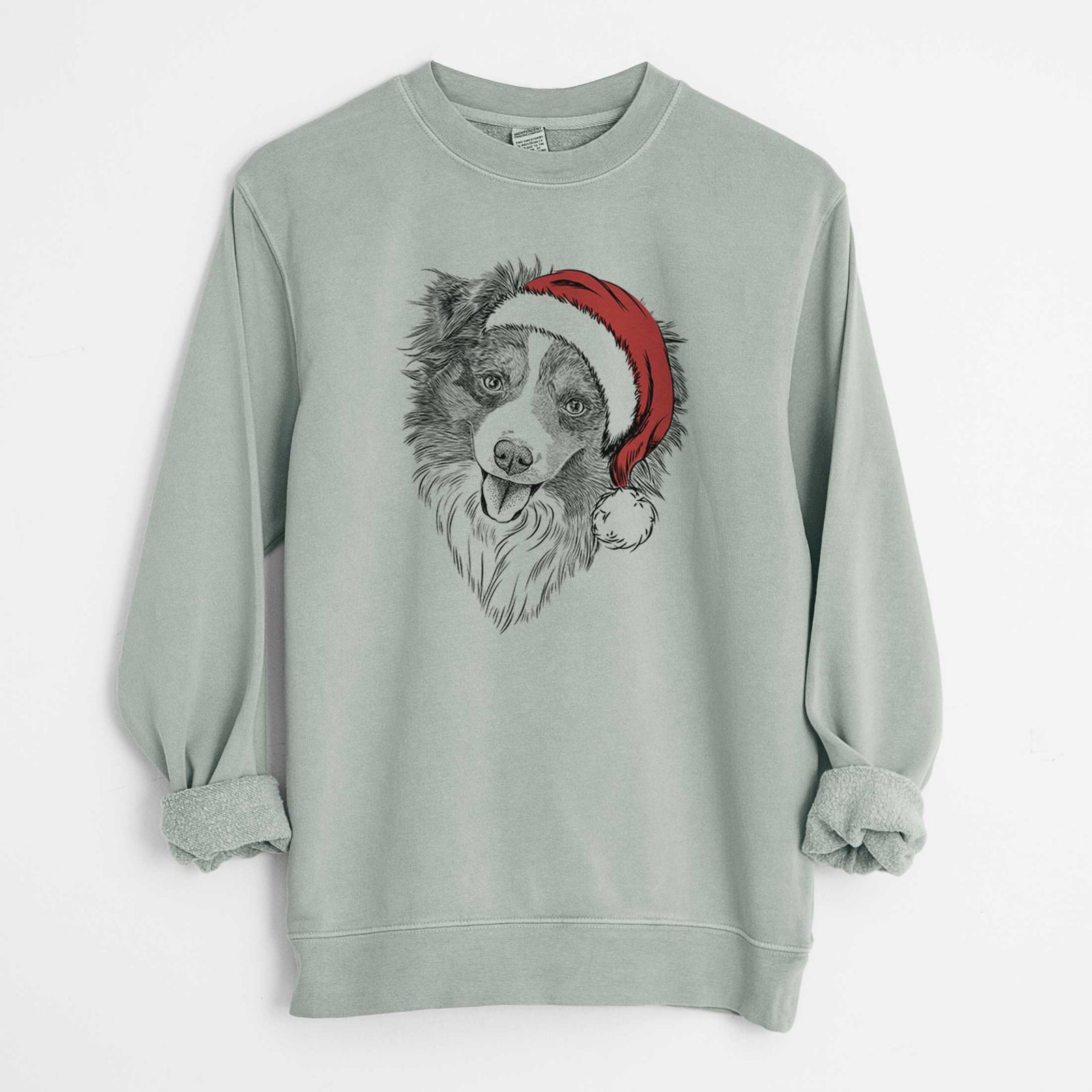 Santa Doc the Mini Aussie - Unisex Pigment Dyed Crew Sweatshirt