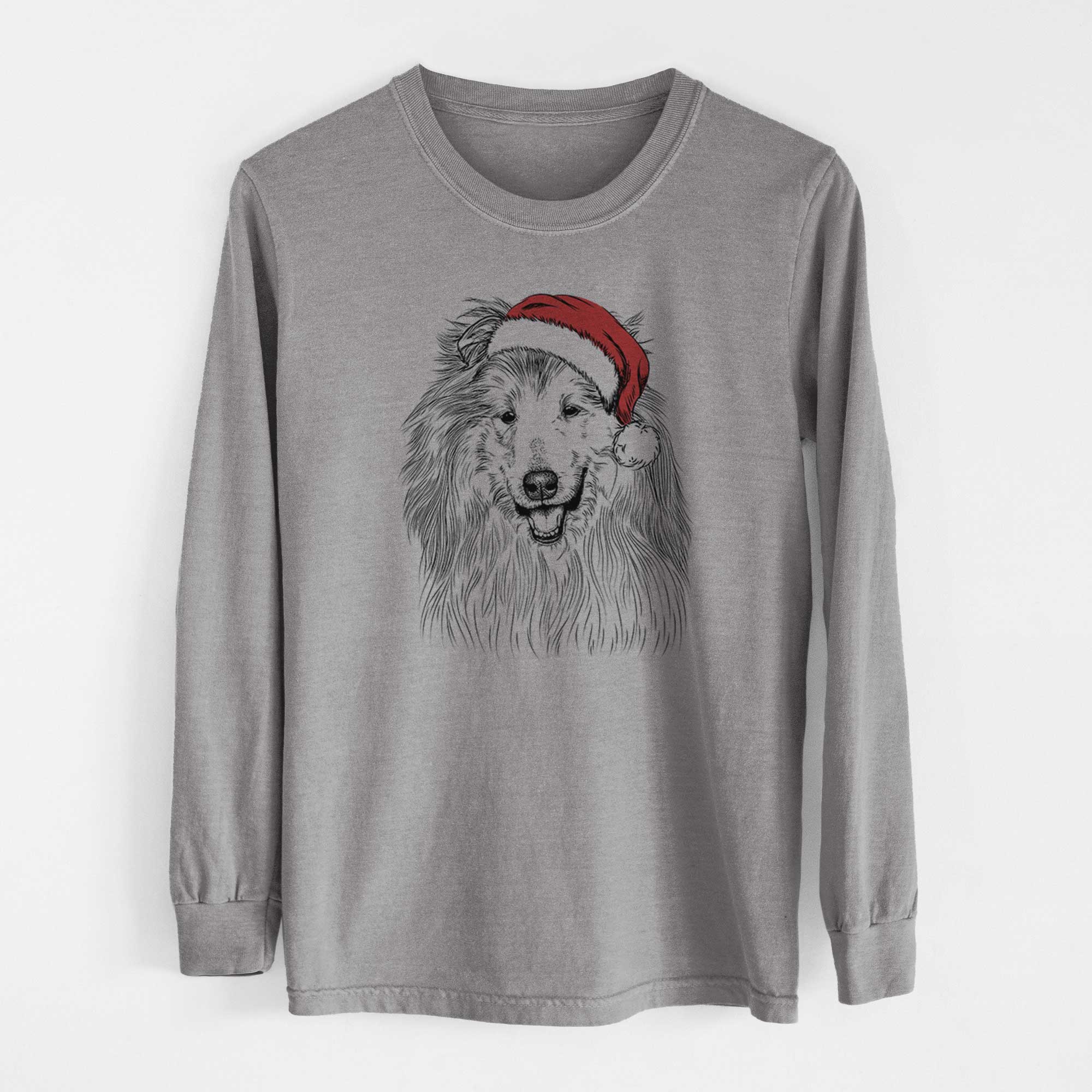 Santa Donnan the Rough Collie - Men's Heavyweight 100% Cotton Long Sleeve