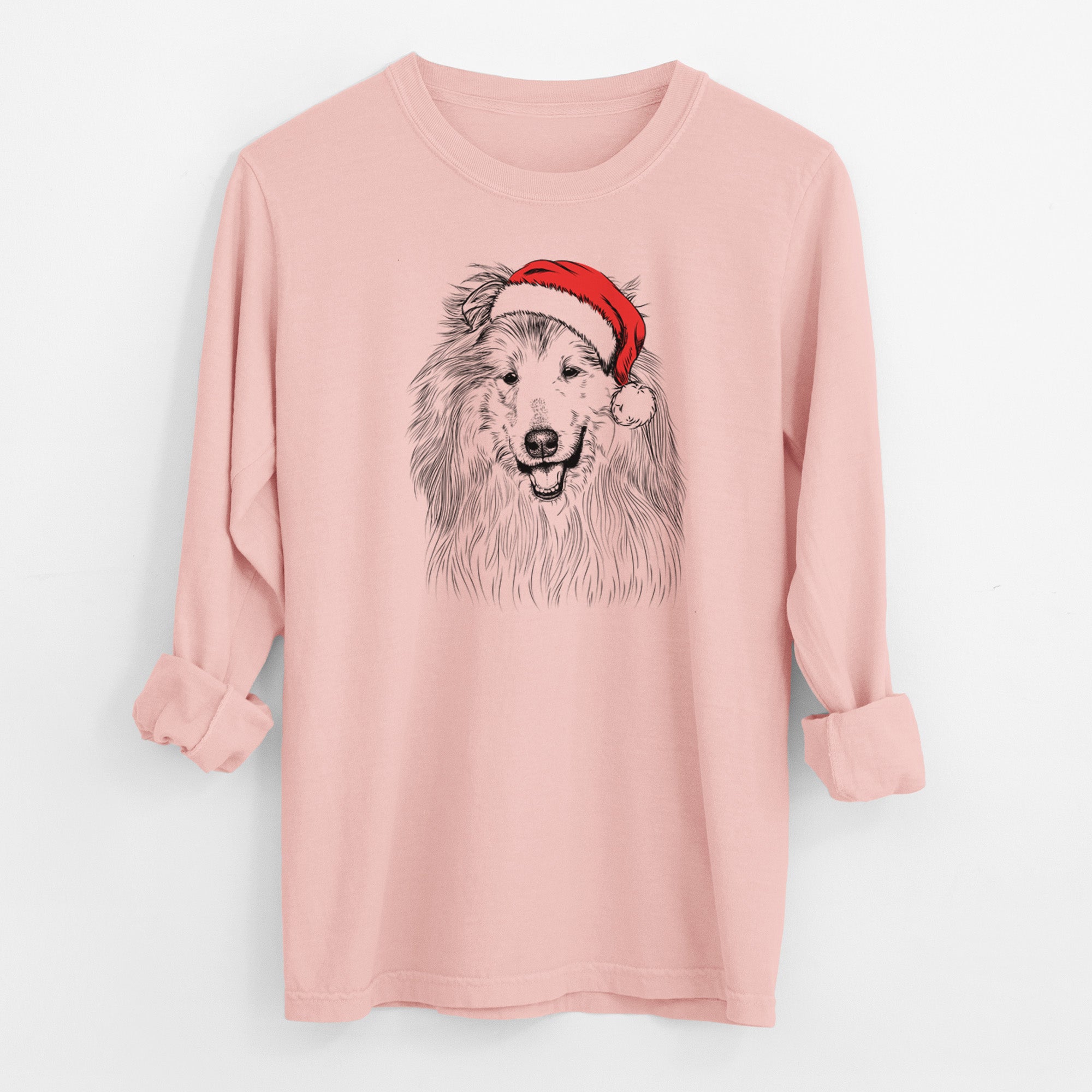 Santa Donnan the Rough Collie - Men's Heavyweight 100% Cotton Long Sleeve