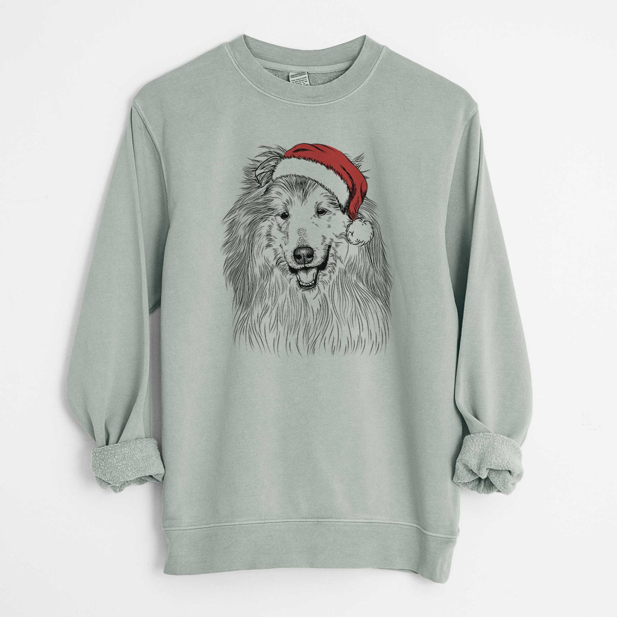 Santa Donnan the Rough Collie - Unisex Pigment Dyed Crew Sweatshirt