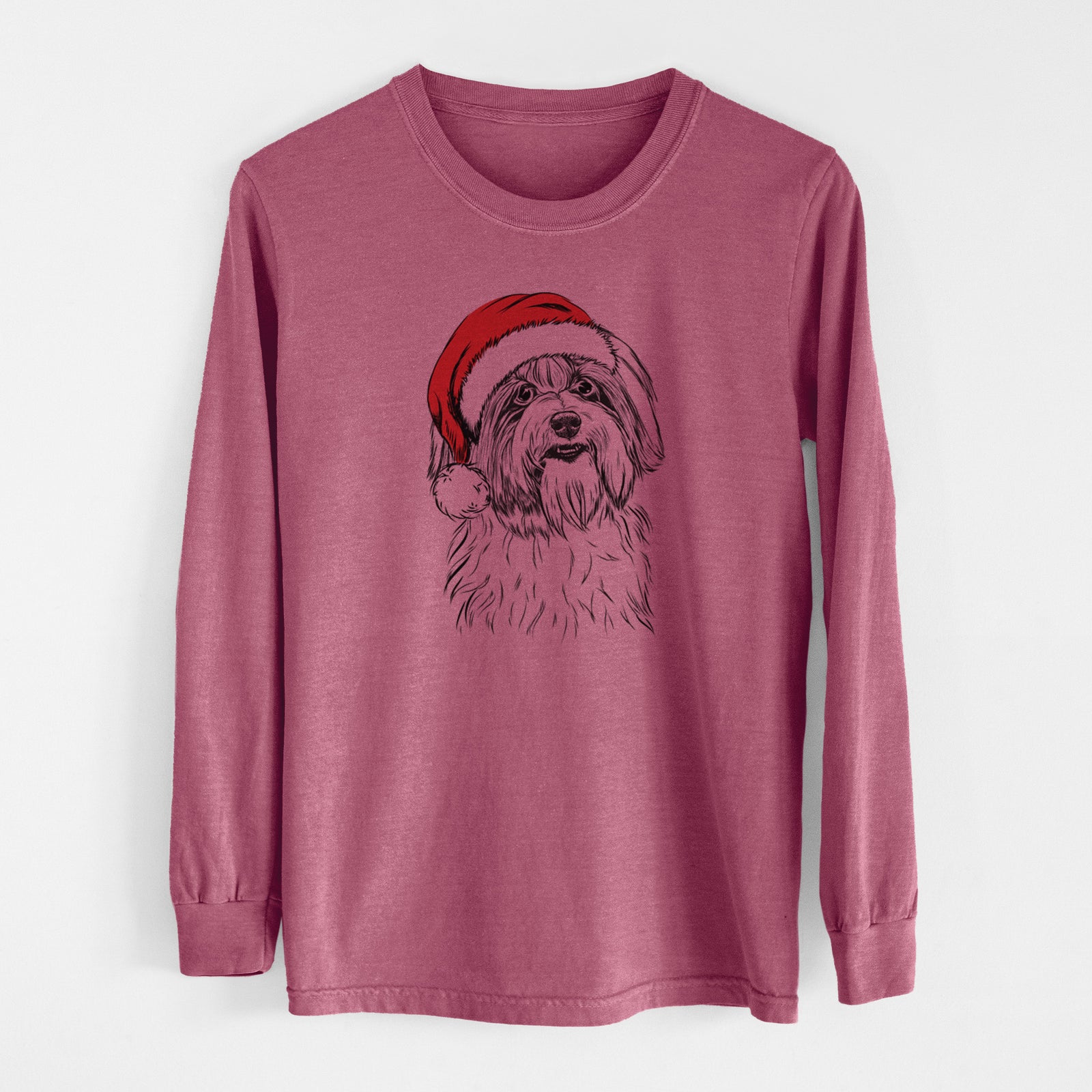 Santa Dooley the Havanese - Men's Heavyweight 100% Cotton Long Sleeve