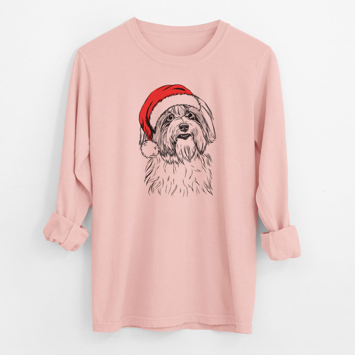 Santa Dooley the Havanese - Men's Heavyweight 100% Cotton Long Sleeve