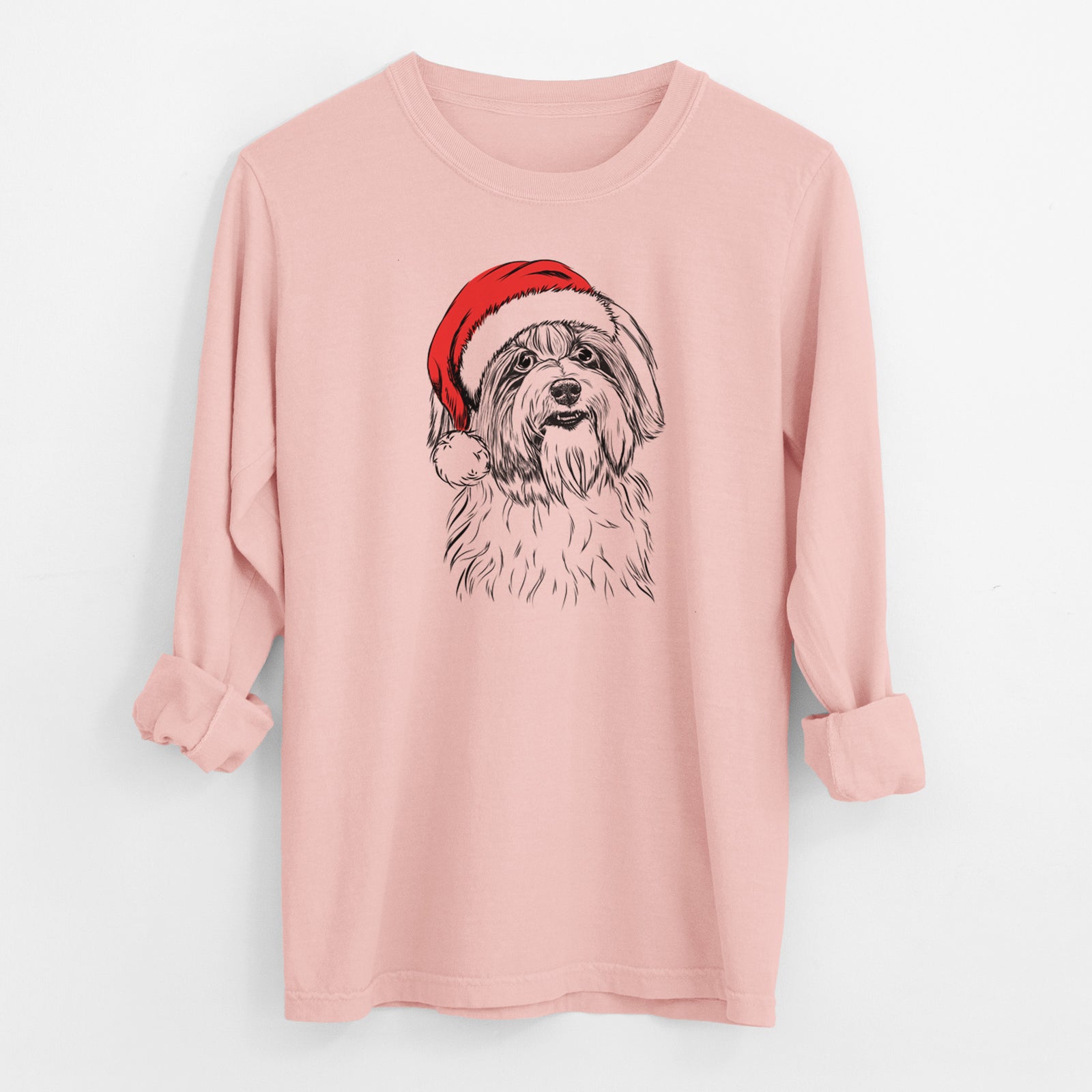 Santa Dooley the Havanese - Men's Heavyweight 100% Cotton Long Sleeve