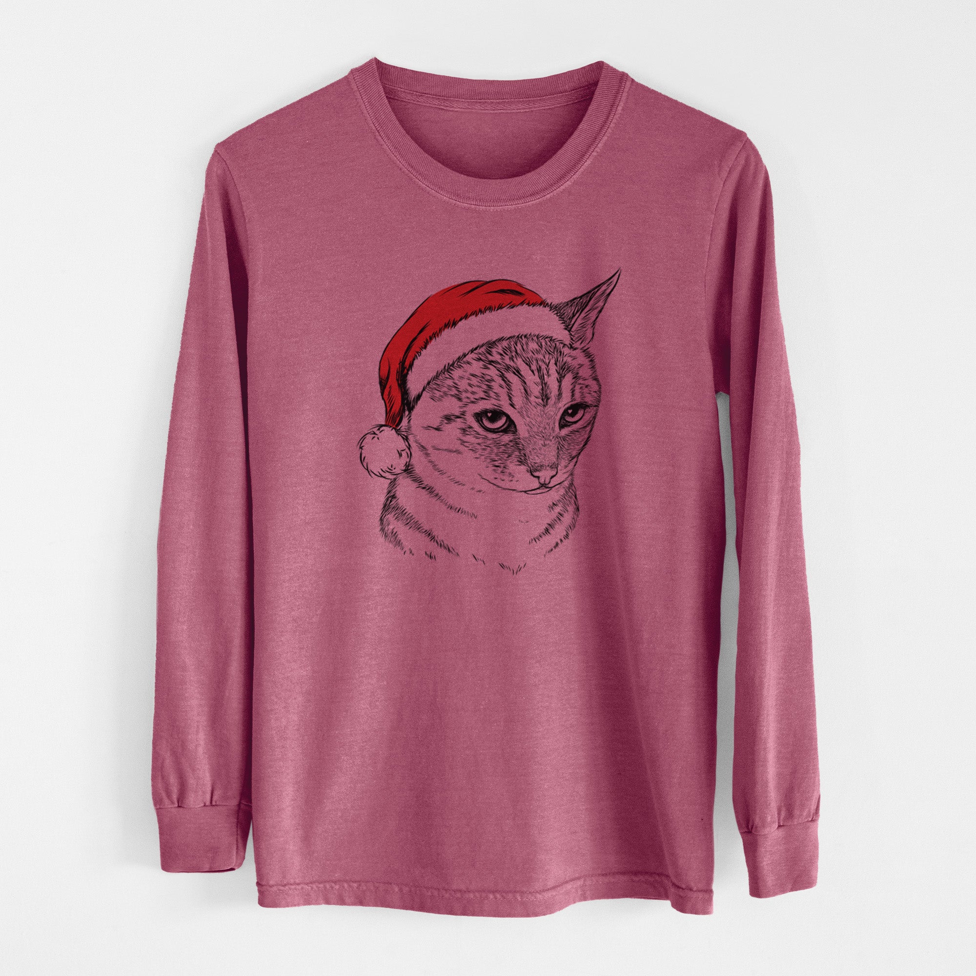 Santa Dora the Tabby Cat - Men's Heavyweight 100% Cotton Long Sleeve