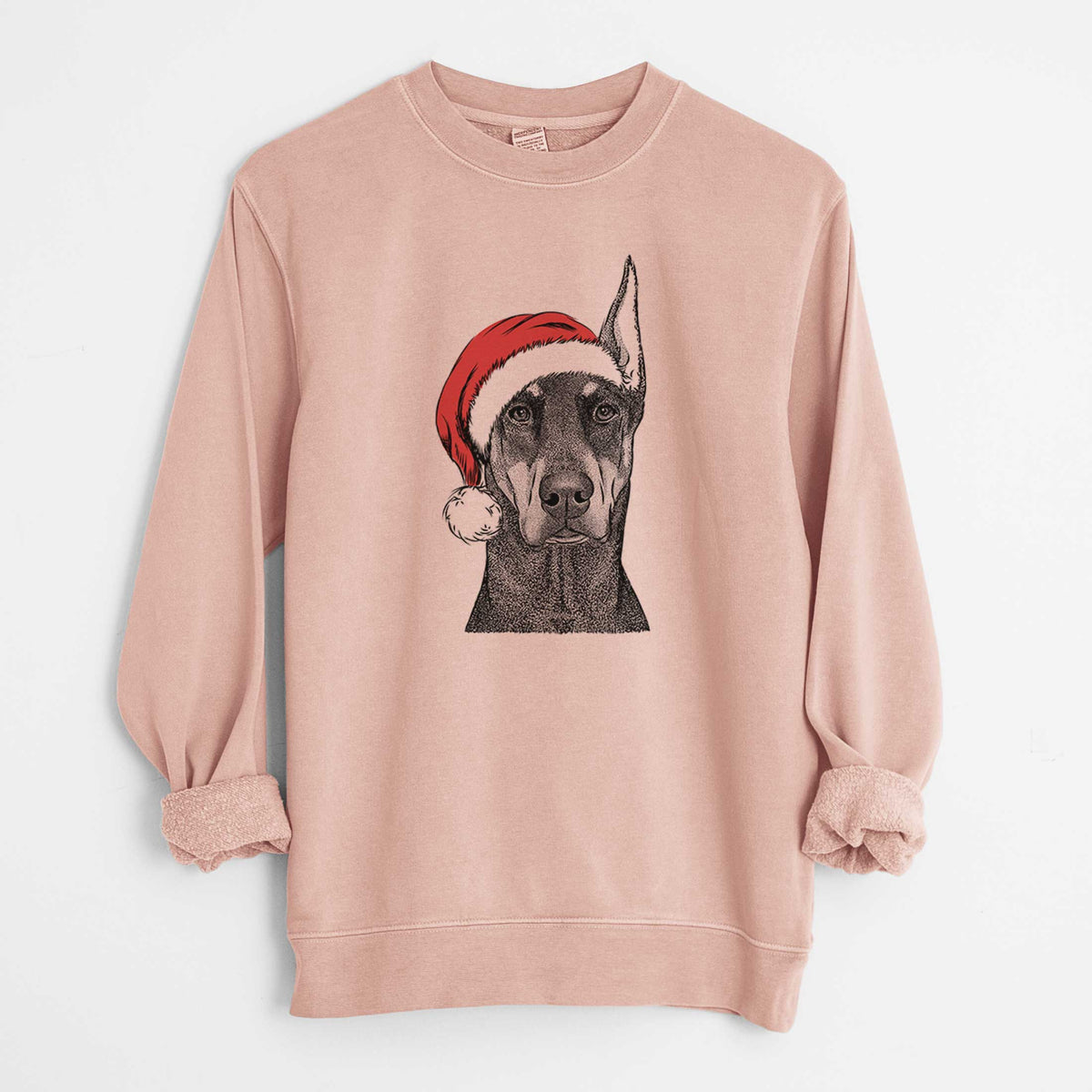 Santa Drake the Doberman Pinscher - Unisex Pigment Dyed Crew Sweatshirt