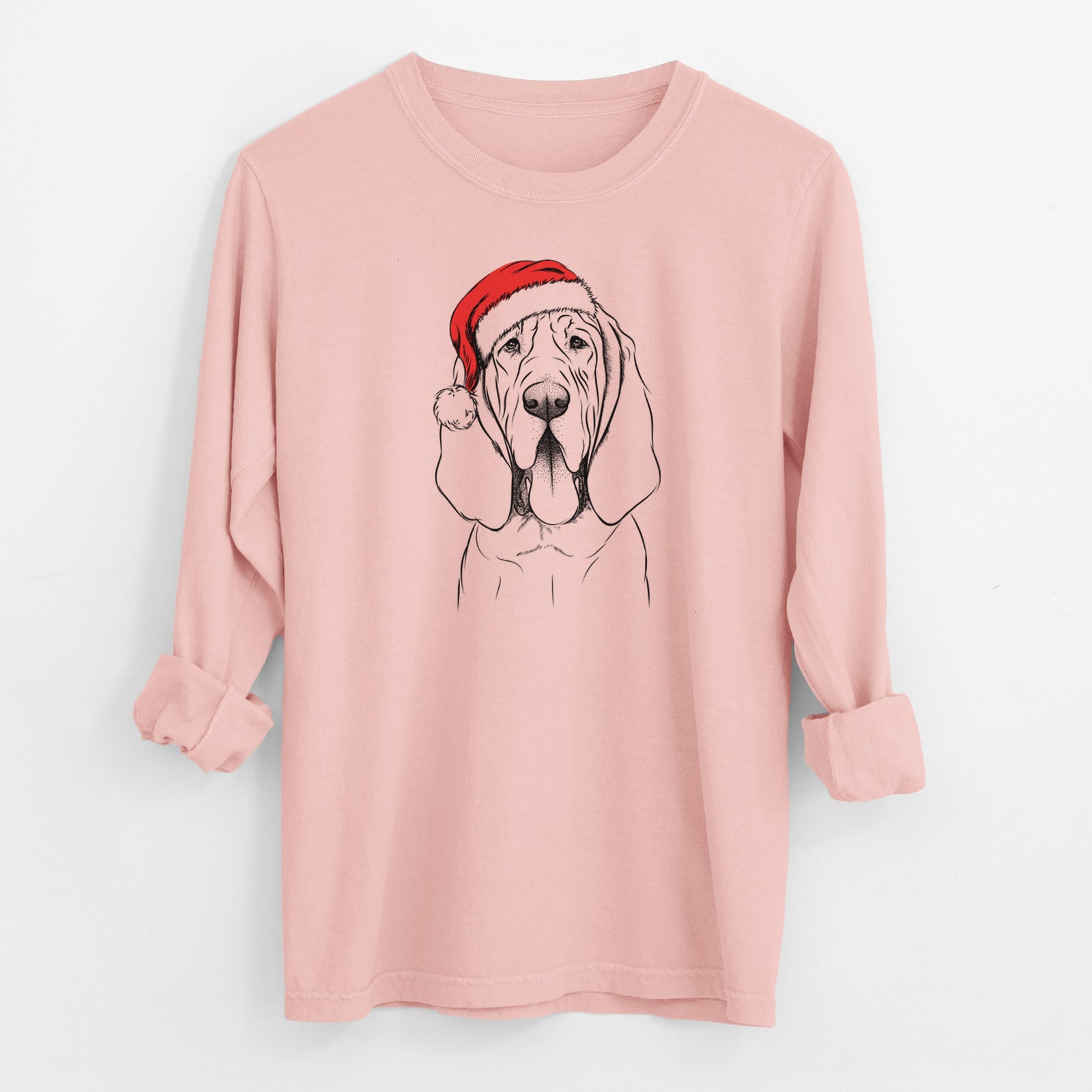 Santa Earl the Bloodhound - Men's Heavyweight 100% Cotton Long Sleeve