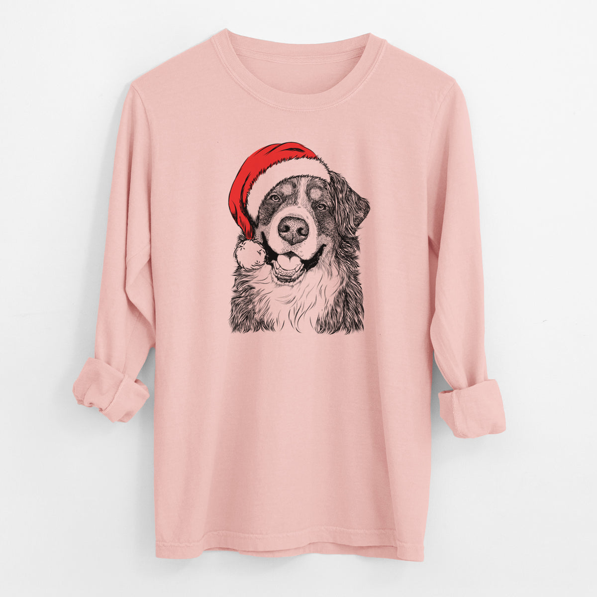 Santa Eiger the Bernese Mountain Dog - Men's Heavyweight 100% Cotton Long Sleeve