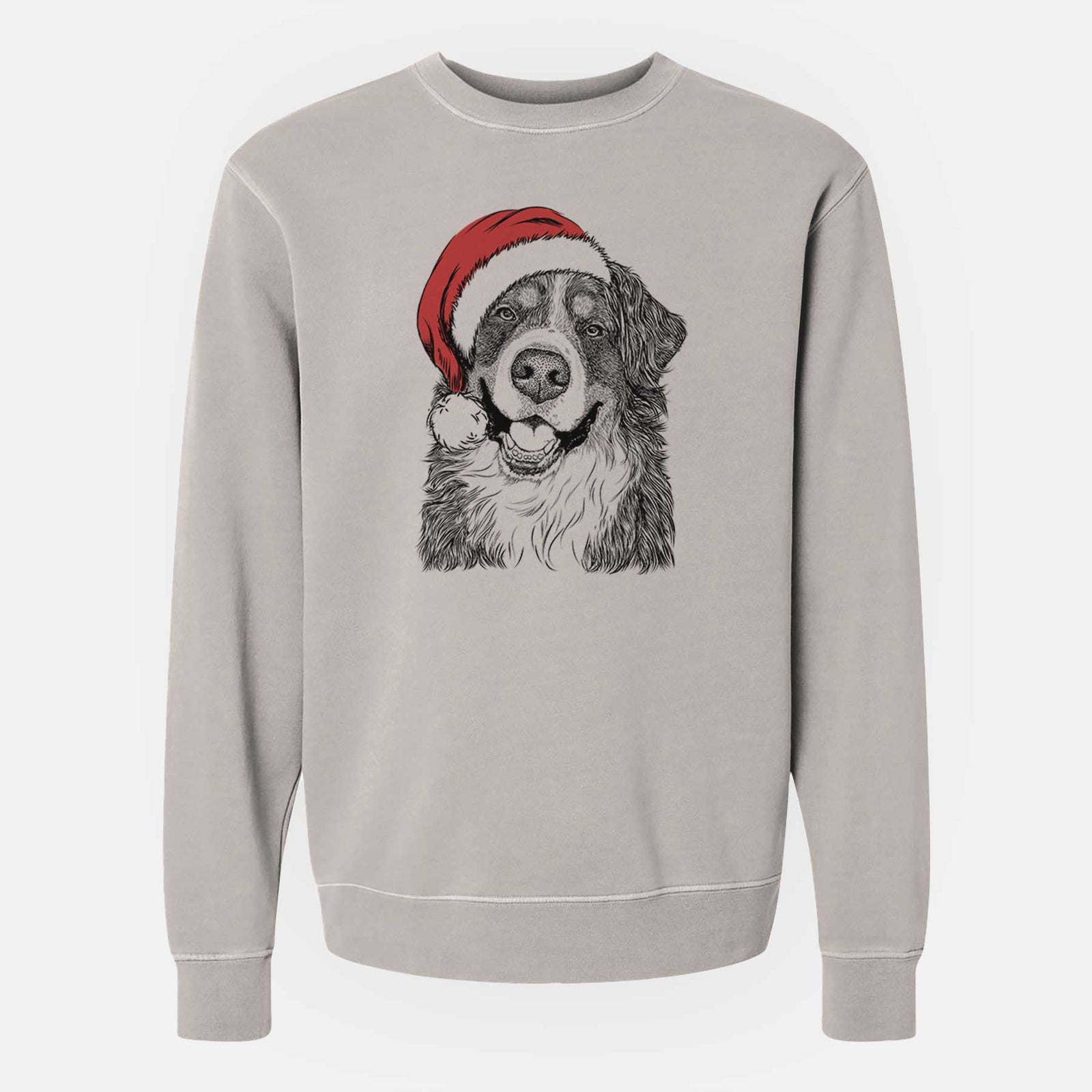 Santa Eiger the Bernese Mountain Dog - Unisex Pigment Dyed Crew Sweatshirt