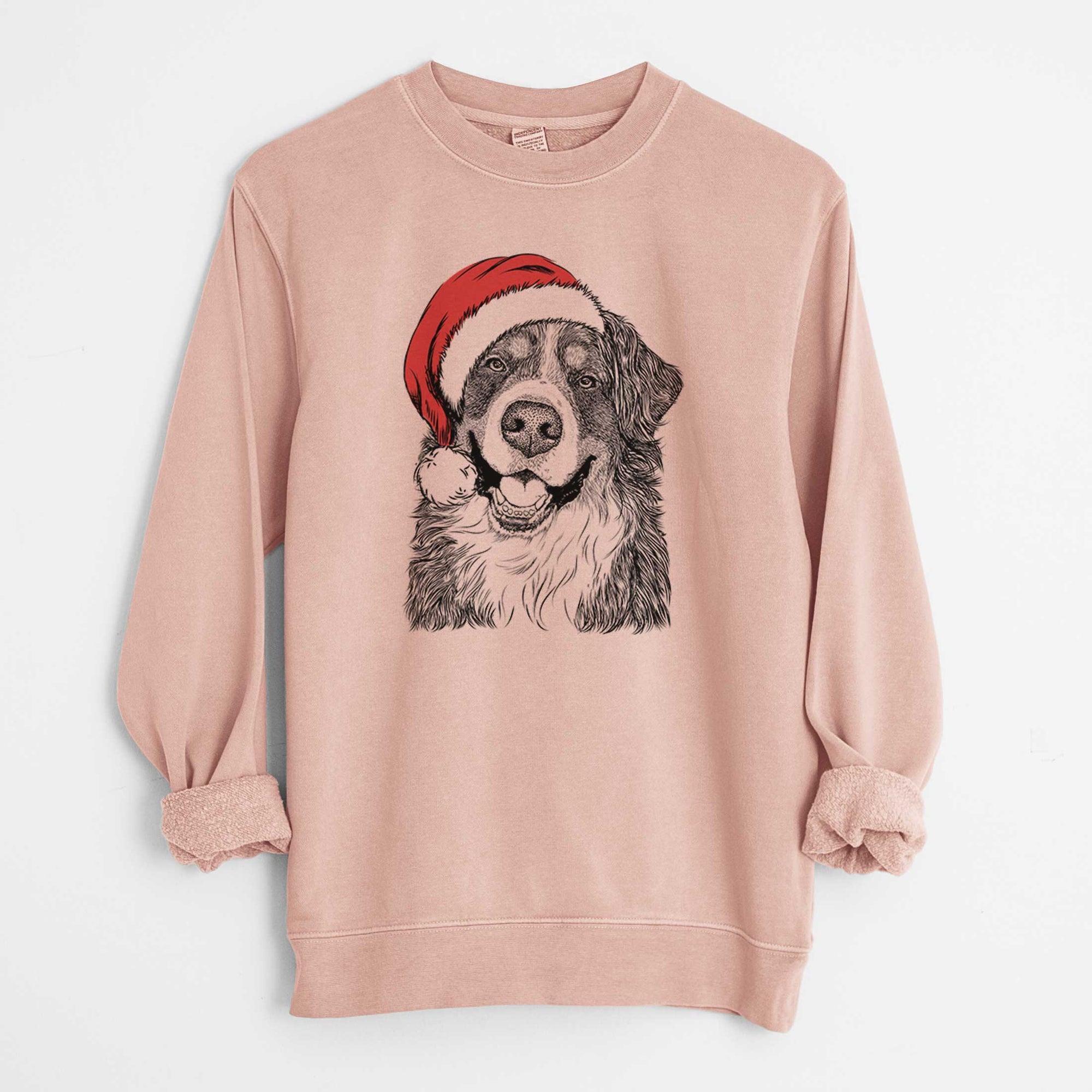 Santa Eiger the Bernese Mountain Dog - Unisex Pigment Dyed Crew Sweatshirt