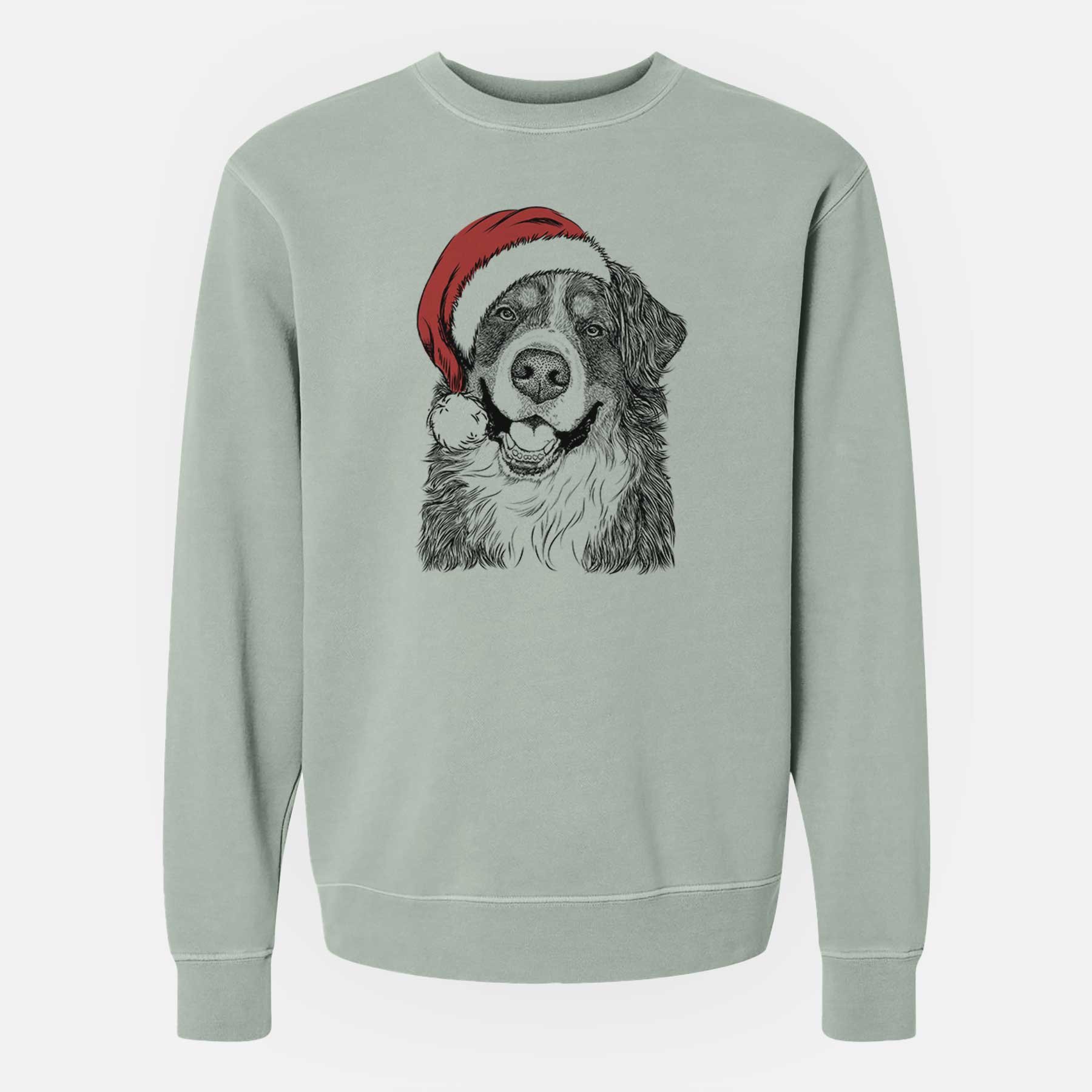 Santa Eiger the Bernese Mountain Dog - Unisex Pigment Dyed Crew Sweatshirt