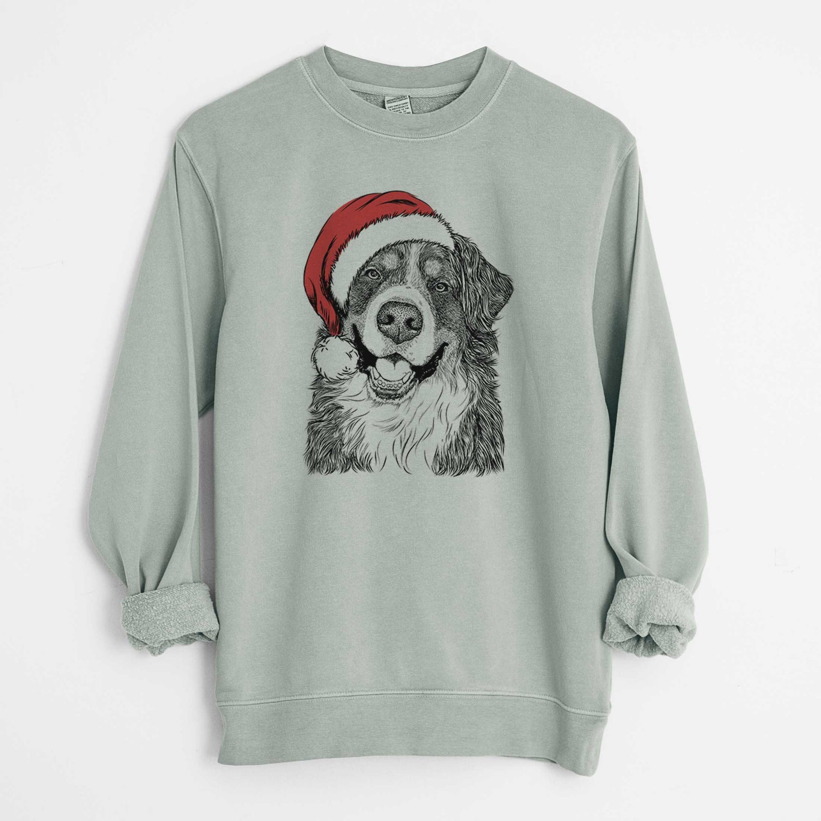 Santa Eiger the Bernese Mountain Dog - Unisex Pigment Dyed Crew Sweatshirt