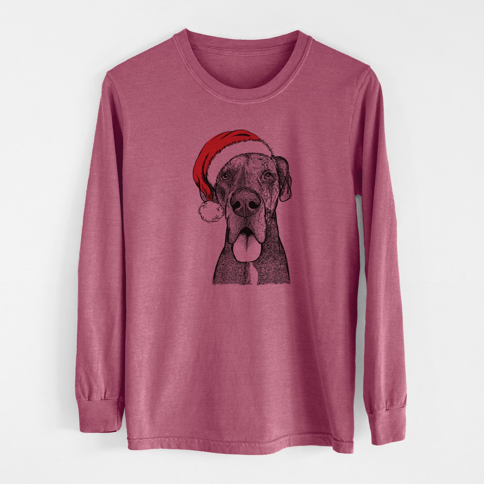 Santa Eli the Great Dane - Men's Heavyweight 100% Cotton Long Sleeve