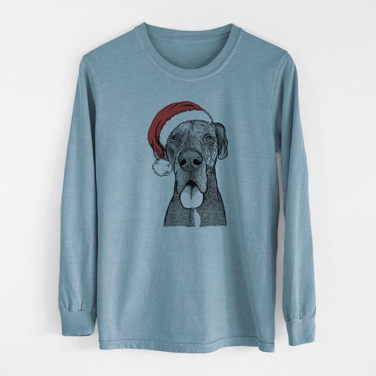 Santa Eli the Great Dane - Men's Heavyweight 100% Cotton Long Sleeve