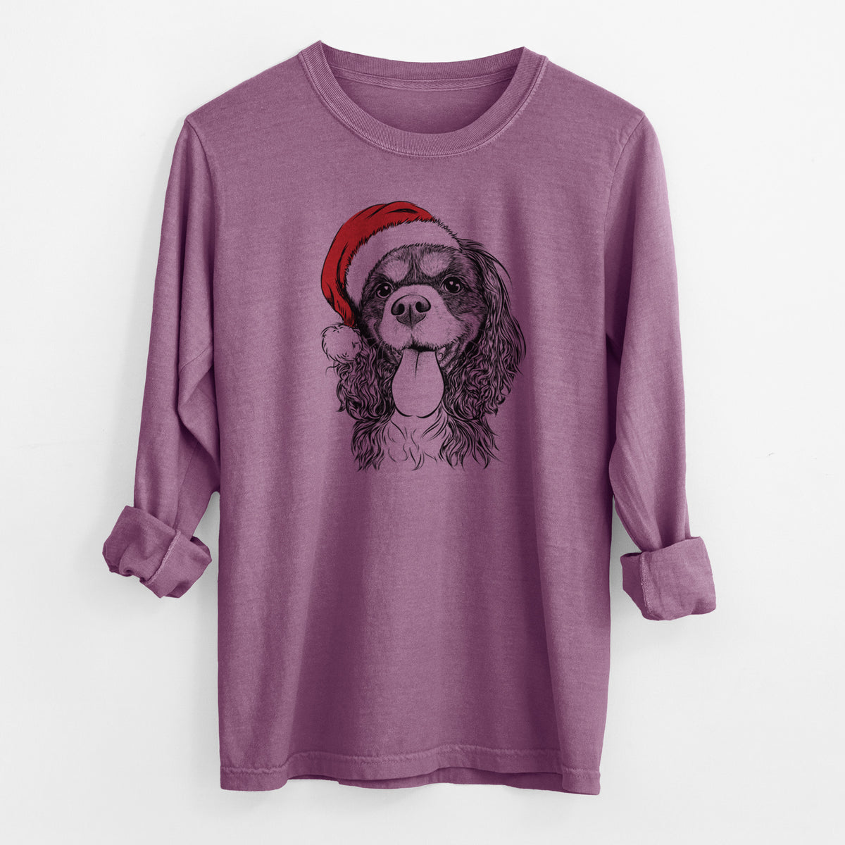 Santa Elizabeth the Cavalier King Charles Spaniel - Men's Heavyweight 100% Cotton Long Sleeve