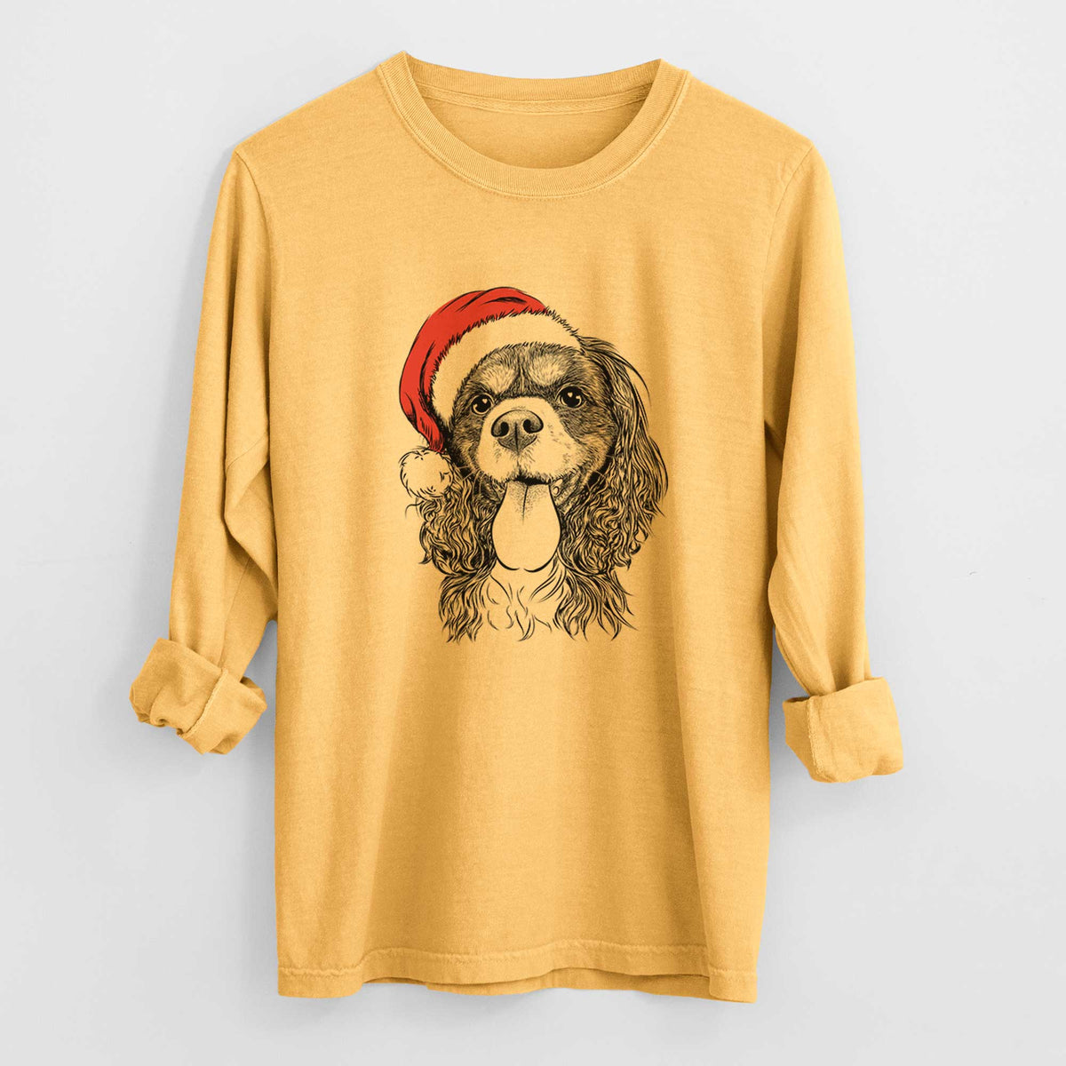Santa Elizabeth the Cavalier King Charles Spaniel - Men's Heavyweight 100% Cotton Long Sleeve
