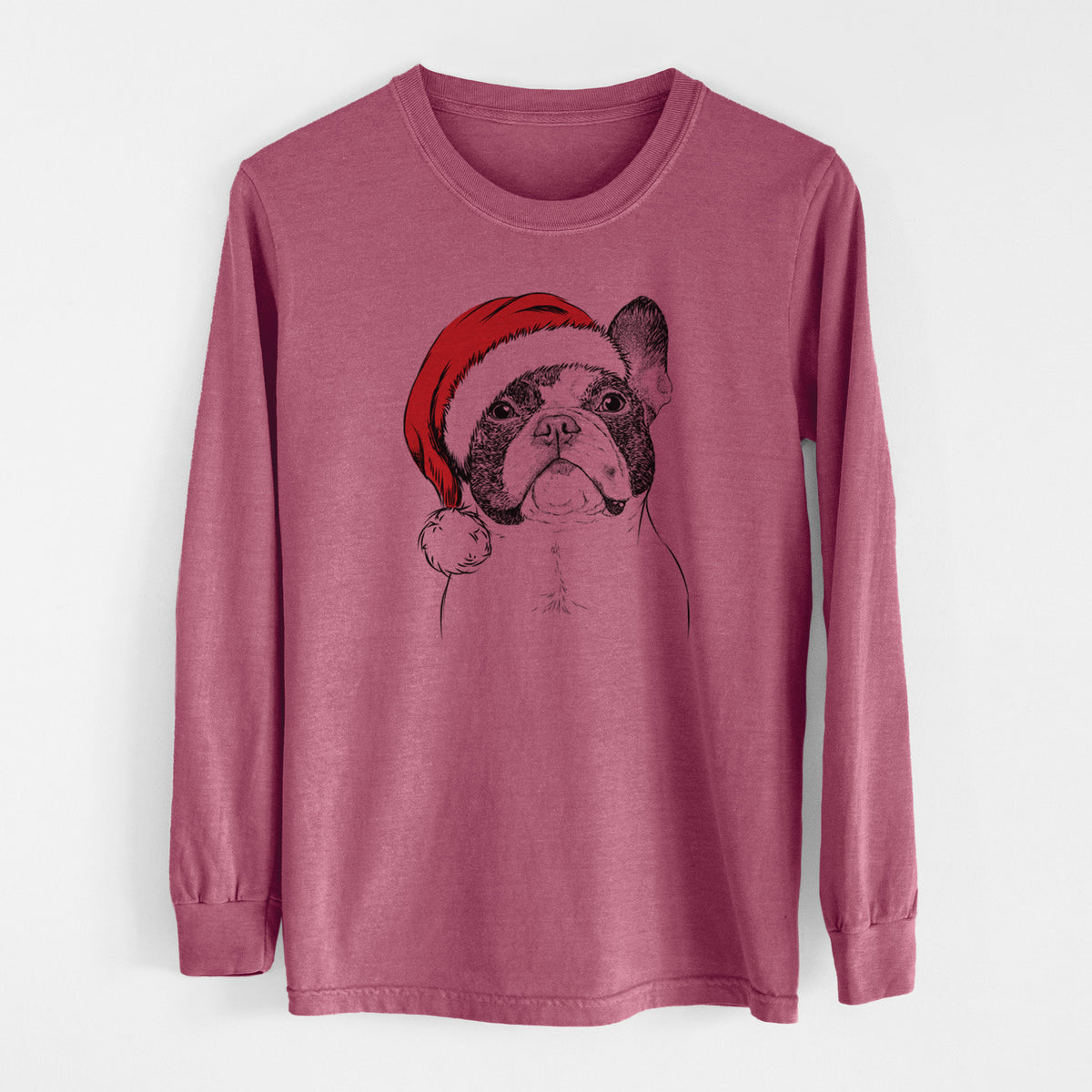 Santa Ella the French Bulldog - Men's Heavyweight 100% Cotton Long Sleeve