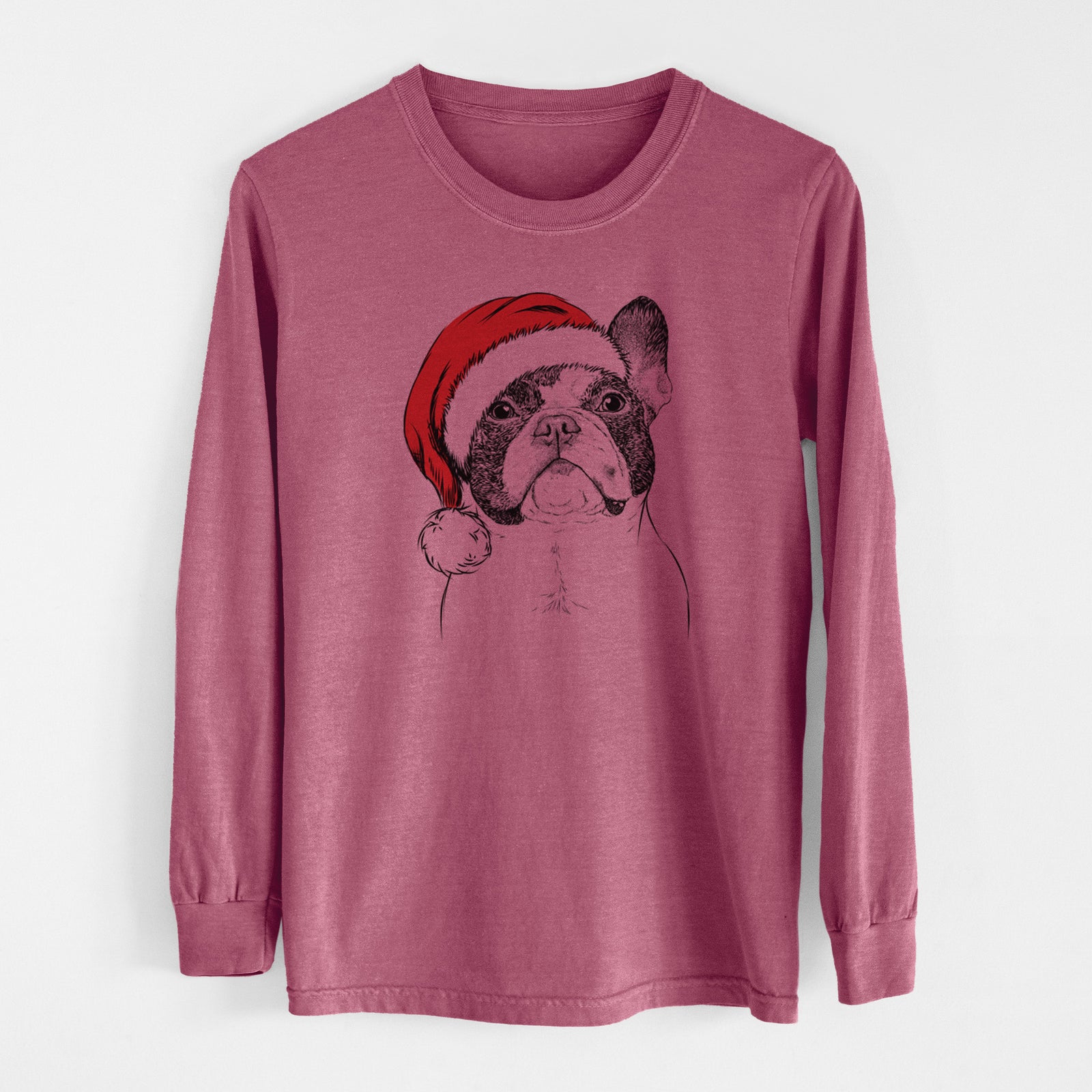 Santa Ella the French Bulldog - Men's Heavyweight 100% Cotton Long Sleeve