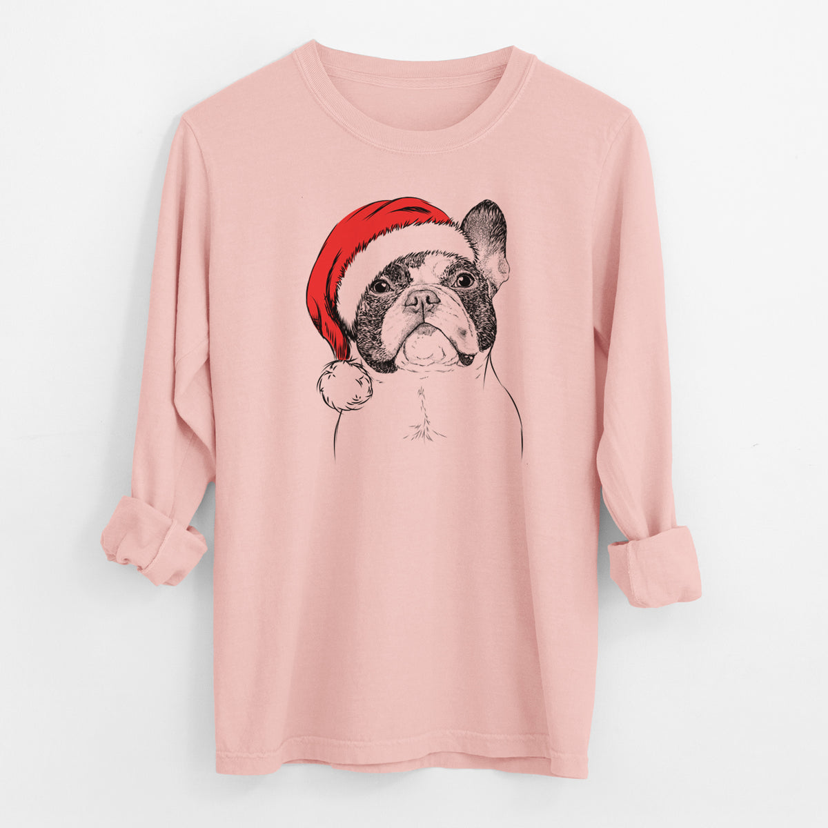 Santa Ella the French Bulldog - Men's Heavyweight 100% Cotton Long Sleeve