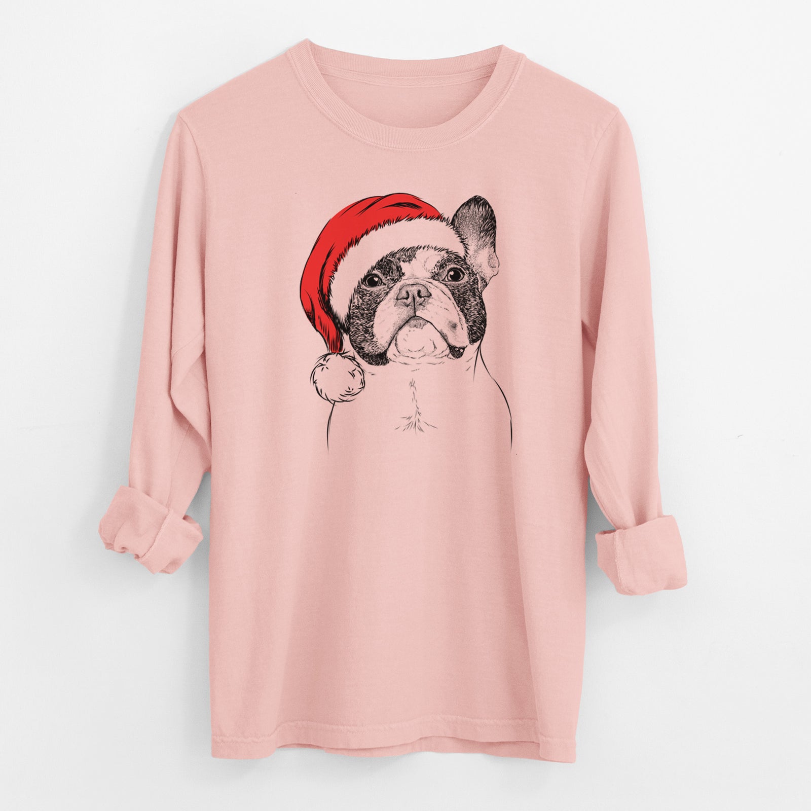 Santa Ella the French Bulldog - Men's Heavyweight 100% Cotton Long Sleeve