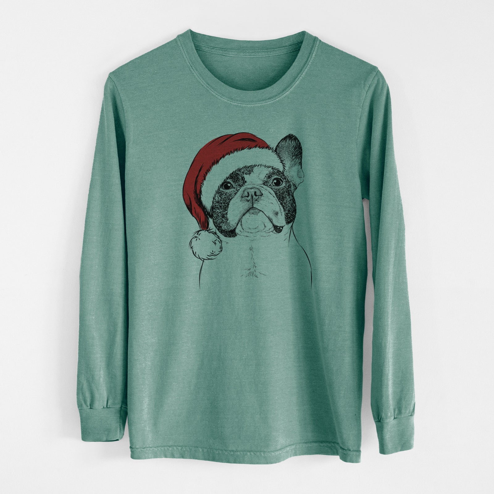 Santa Ella the French Bulldog - Men's Heavyweight 100% Cotton Long Sleeve