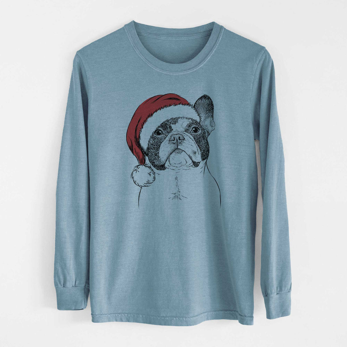 Santa Ella the French Bulldog - Men's Heavyweight 100% Cotton Long Sleeve