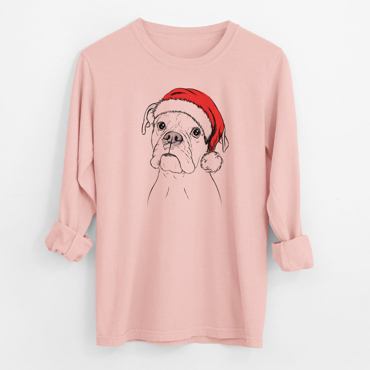 Santa Ellie the Boxer - Men's Heavyweight 100% Cotton Long Sleeve