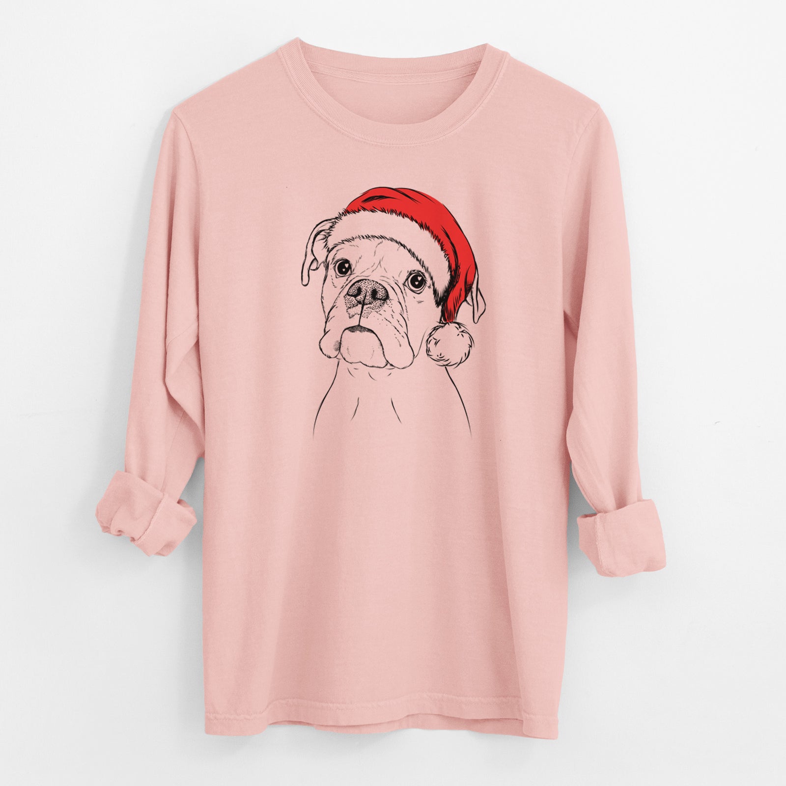 Santa Ellie the Boxer - Men's Heavyweight 100% Cotton Long Sleeve