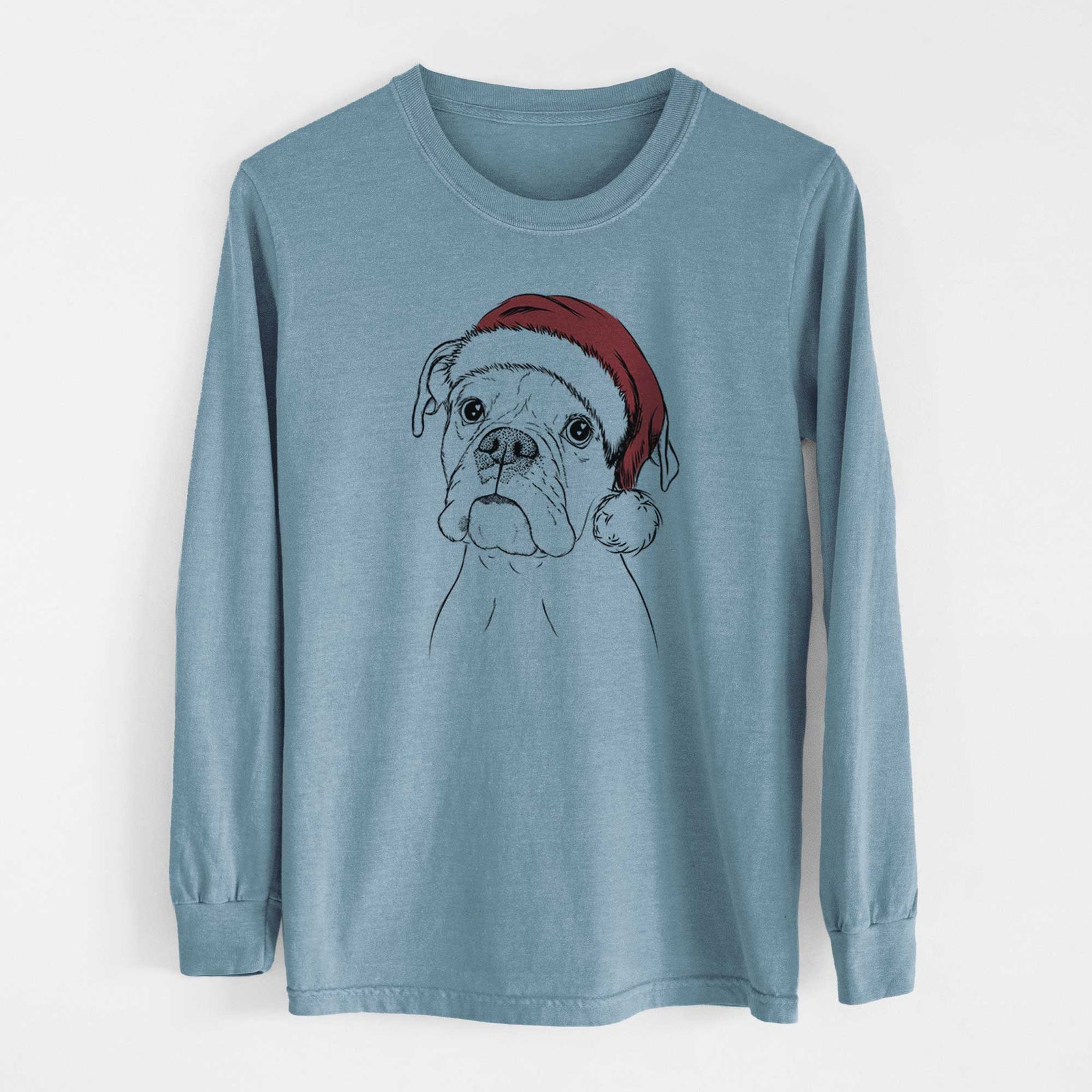 Santa Ellie the Boxer - Men's Heavyweight 100% Cotton Long Sleeve