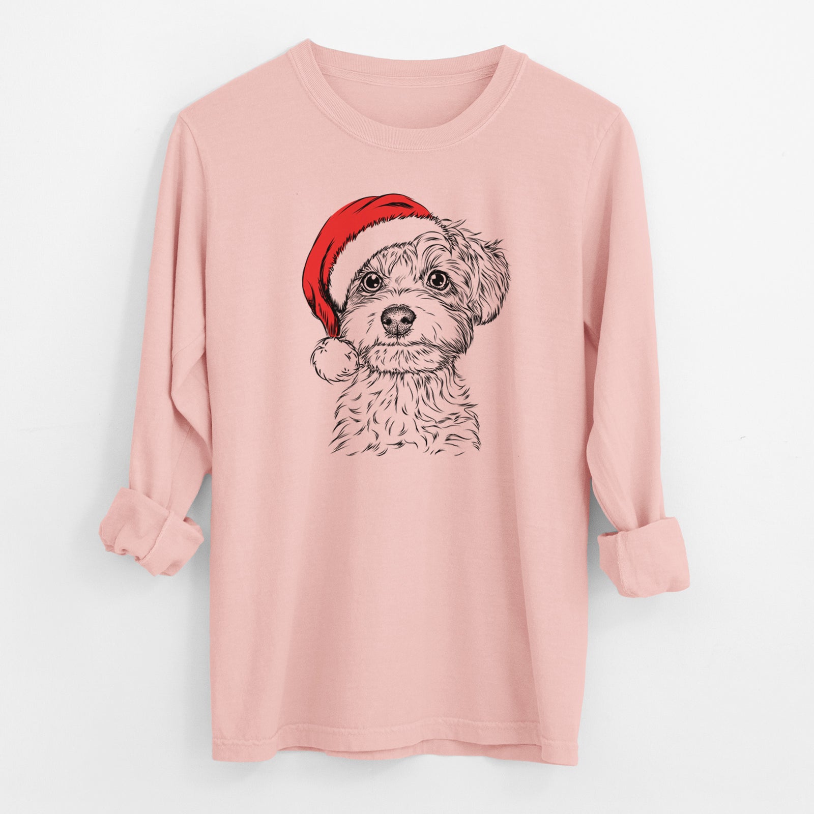 Santa Elliott the Yorkiepoo - Men's Heavyweight 100% Cotton Long Sleeve