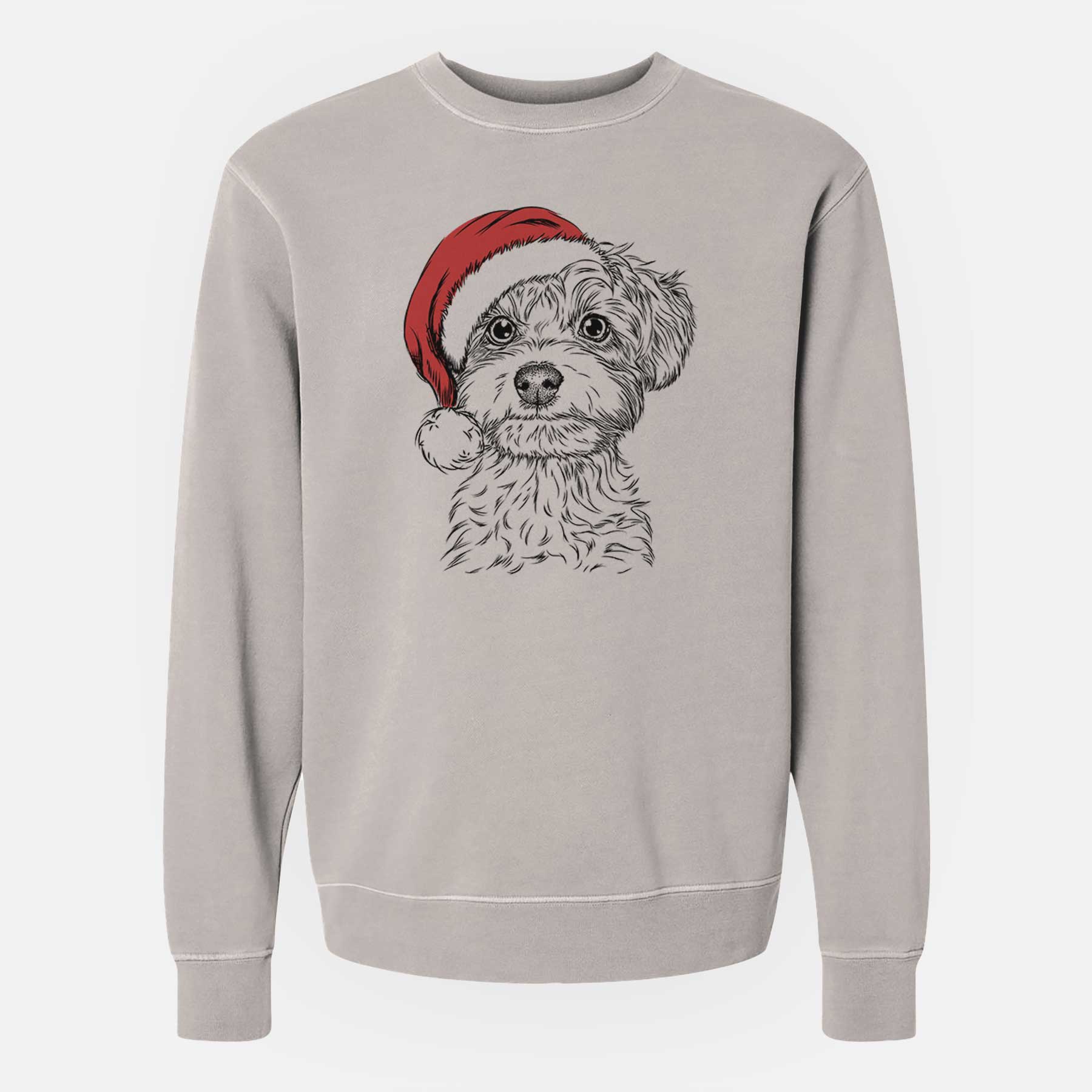 Santa Elliott the Yorkiepoo - Unisex Pigment Dyed Crew Sweatshirt