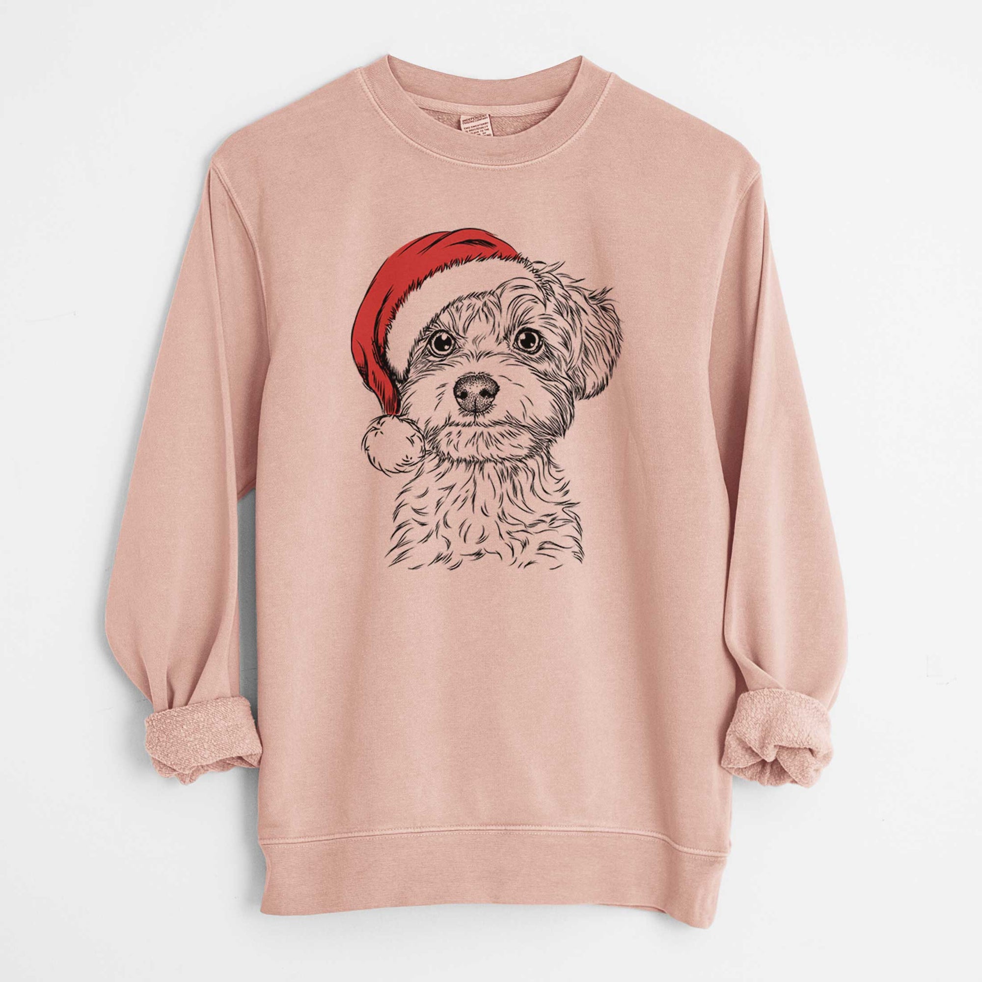 Santa Elliott the Yorkiepoo - Unisex Pigment Dyed Crew Sweatshirt