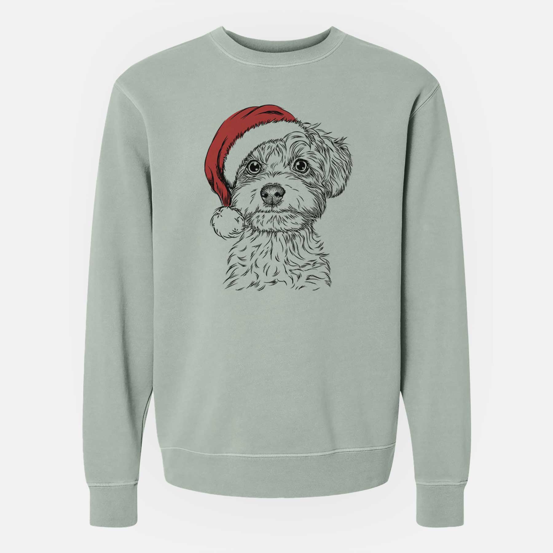 Santa Elliott the Yorkiepoo - Unisex Pigment Dyed Crew Sweatshirt