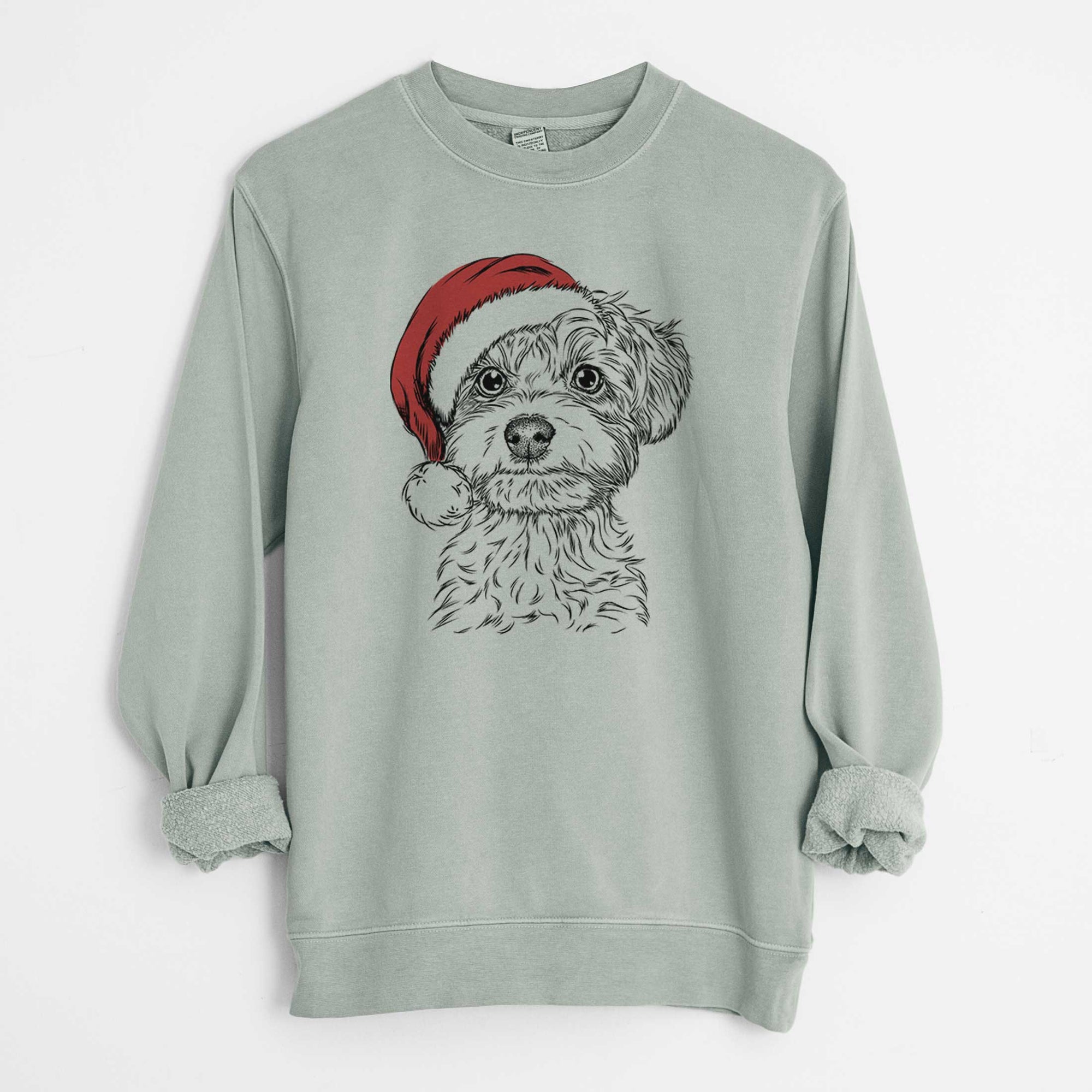 Santa Elliott the Yorkiepoo - Unisex Pigment Dyed Crew Sweatshirt