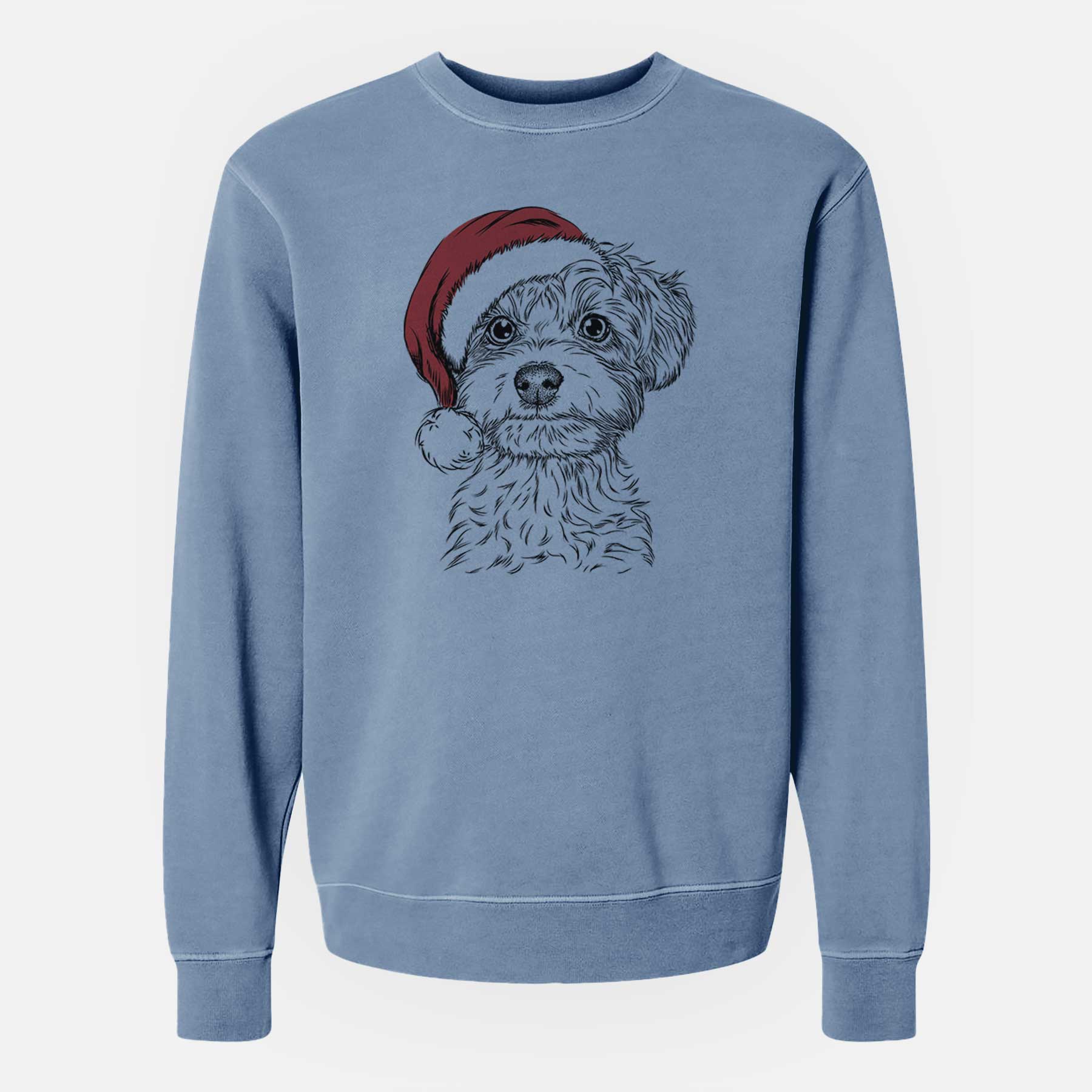 Santa Elliott the Yorkiepoo - Unisex Pigment Dyed Crew Sweatshirt