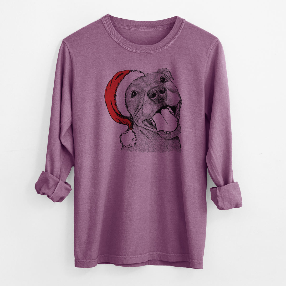 Santa Eloise the Pitbull Mix - Men's Heavyweight 100% Cotton Long Sleeve