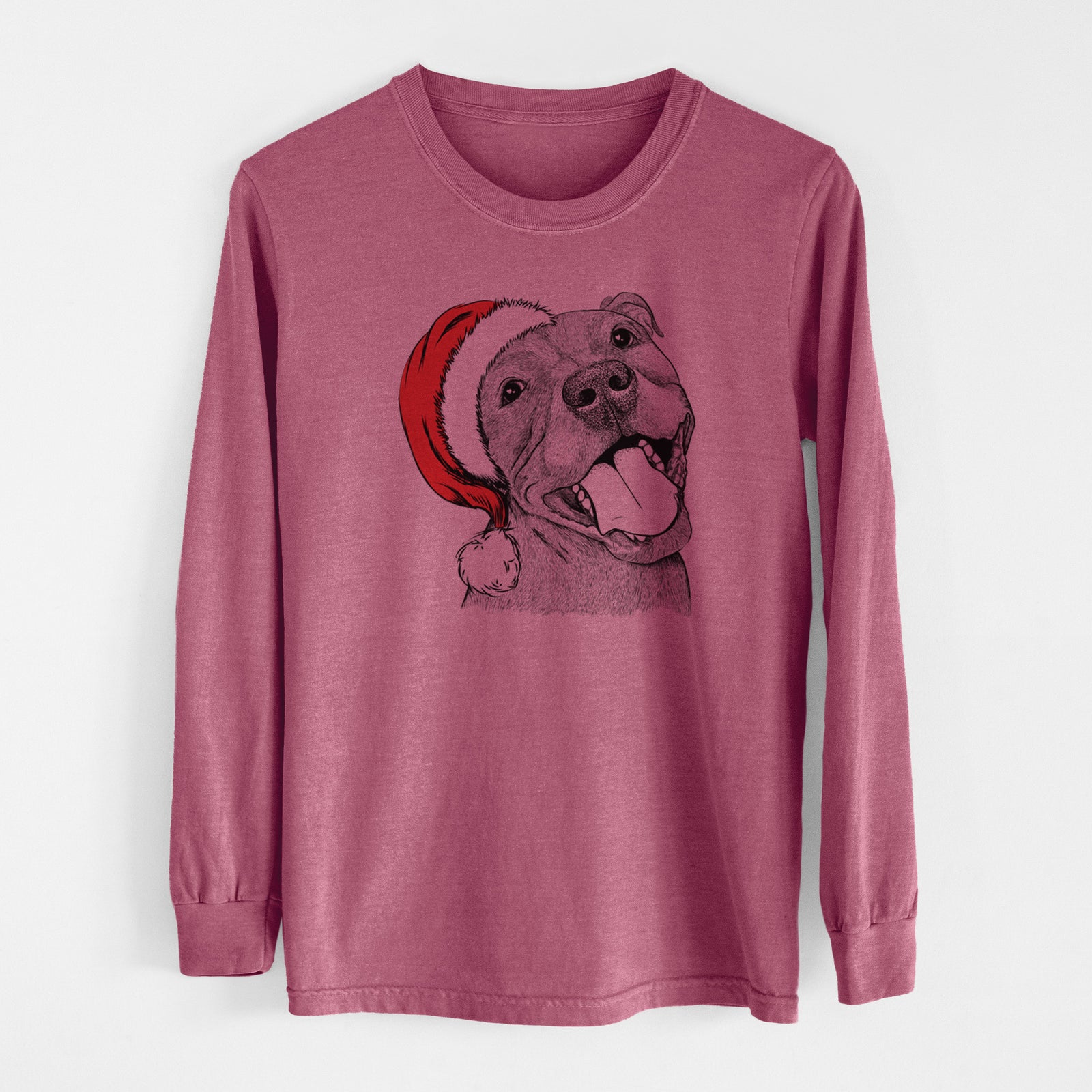 Santa Eloise the Pitbull Mix - Men's Heavyweight 100% Cotton Long Sleeve