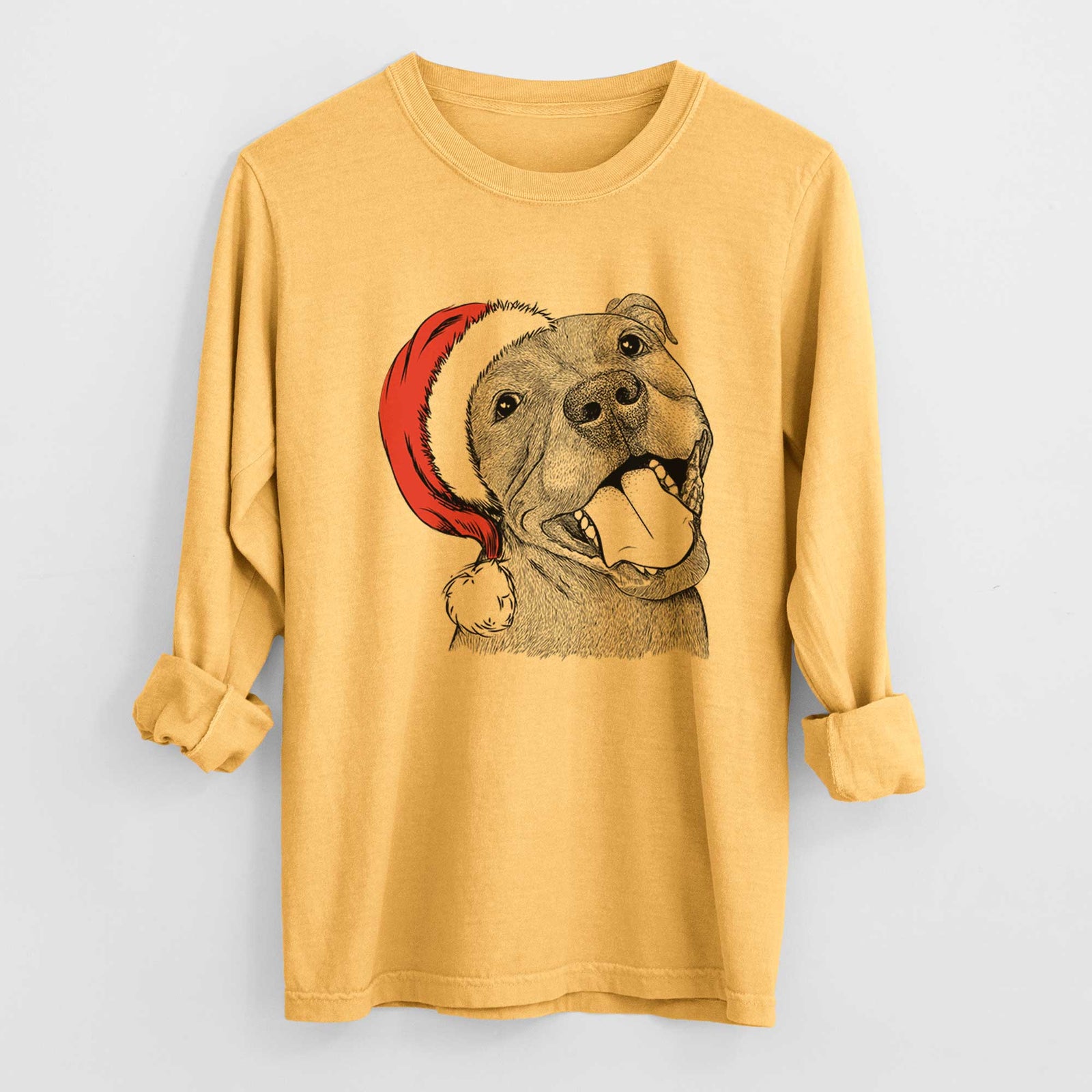 Santa Eloise the Pitbull Mix - Men's Heavyweight 100% Cotton Long Sleeve