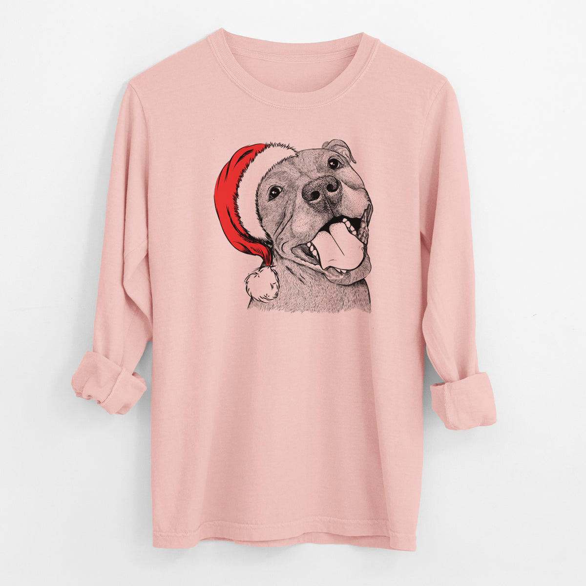 Santa Eloise the Pitbull Mix - Men's Heavyweight 100% Cotton Long Sleeve