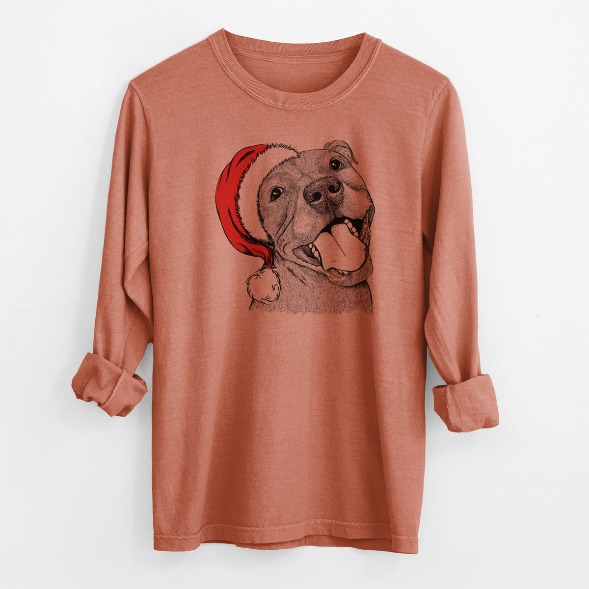 Santa Eloise the Pitbull Mix - Men's Heavyweight 100% Cotton Long Sleeve