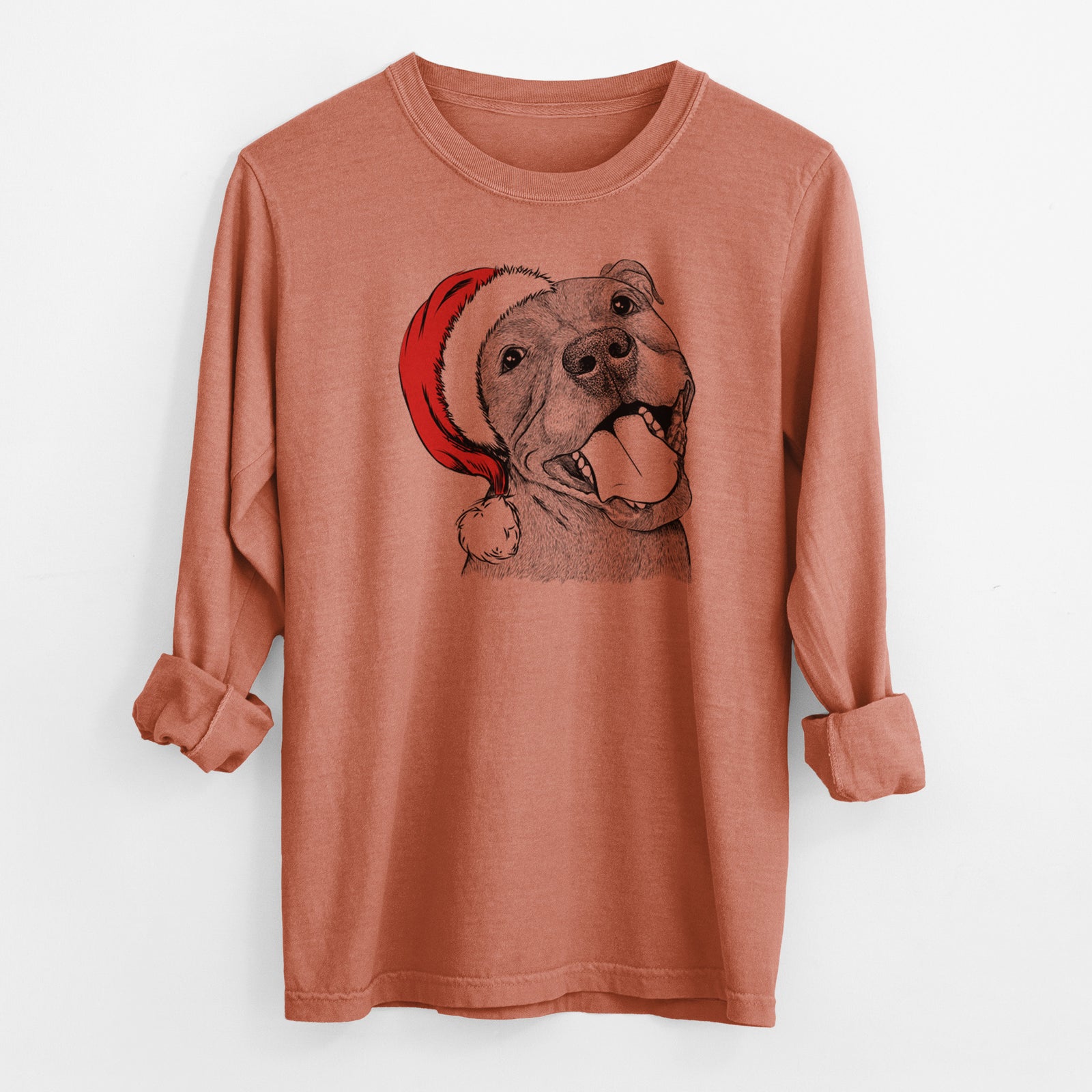 Santa Eloise the Pitbull Mix - Men's Heavyweight 100% Cotton Long Sleeve