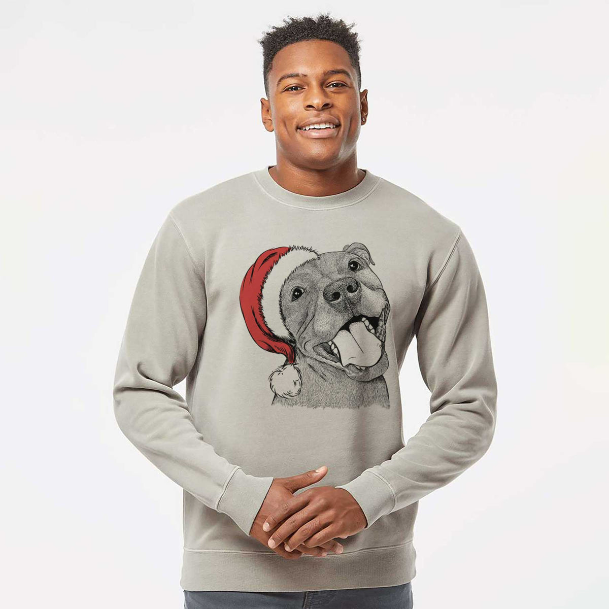 Santa Eloise the Pitbull Mix - Unisex Pigment Dyed Crew Sweatshirt