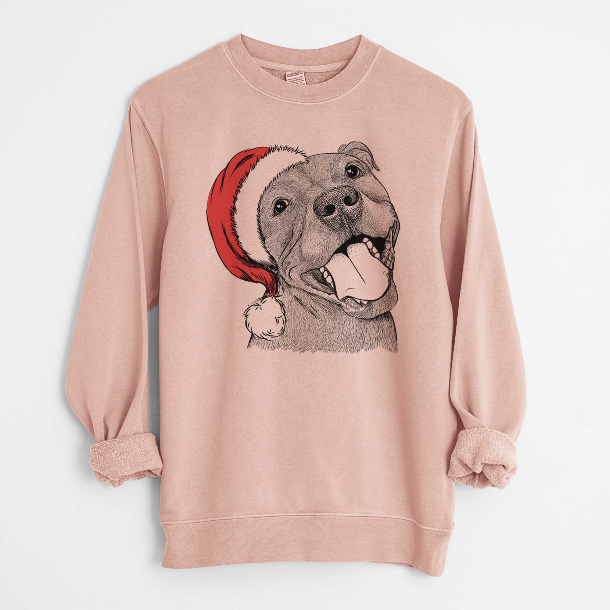 Santa Eloise the Pitbull Mix - Unisex Pigment Dyed Crew Sweatshirt